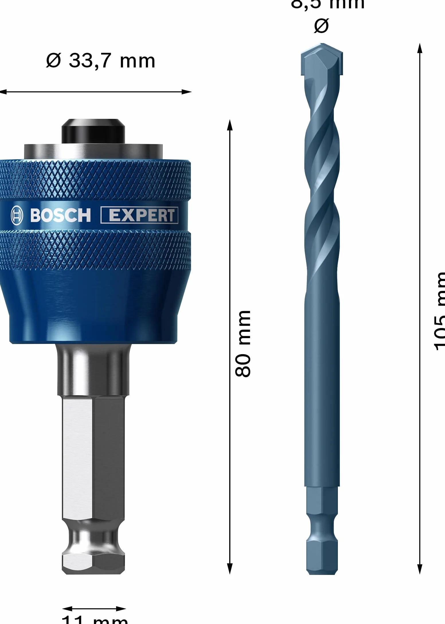 Bosch EXPERT Power Change Plus Adaptery do pił otwornic TCT 8,5×105 mm