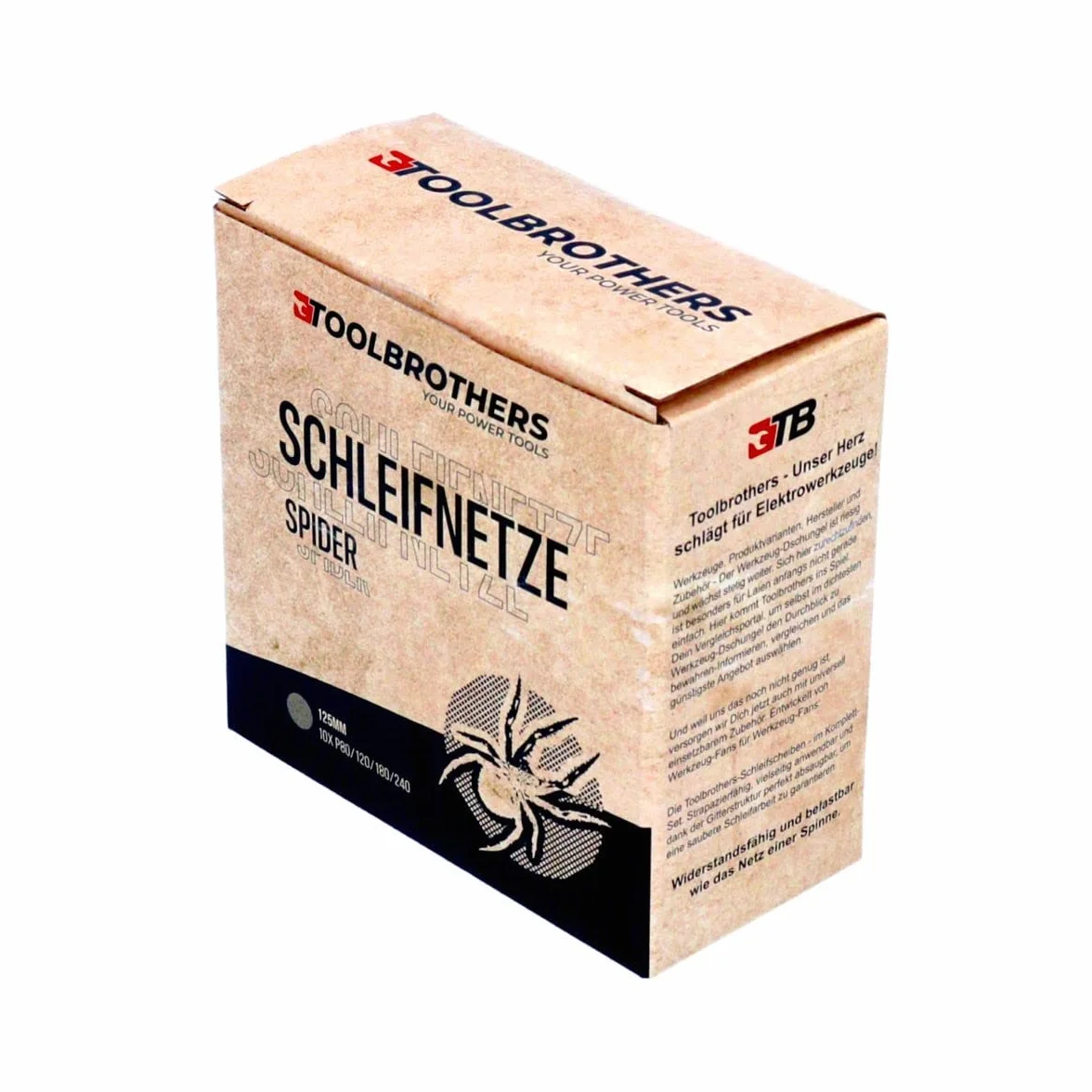 Toolbrothers SPIDER zestaw do szlifowania siatkowego środek ścierny 2 opakowania 80 x siatka szlifierska 125 mm rzep po 20 x P80 / P120 / P180 / 240 do twardego drewna, miękkiego drewna, lakieru, kamienia, stali, aluminium, forniru