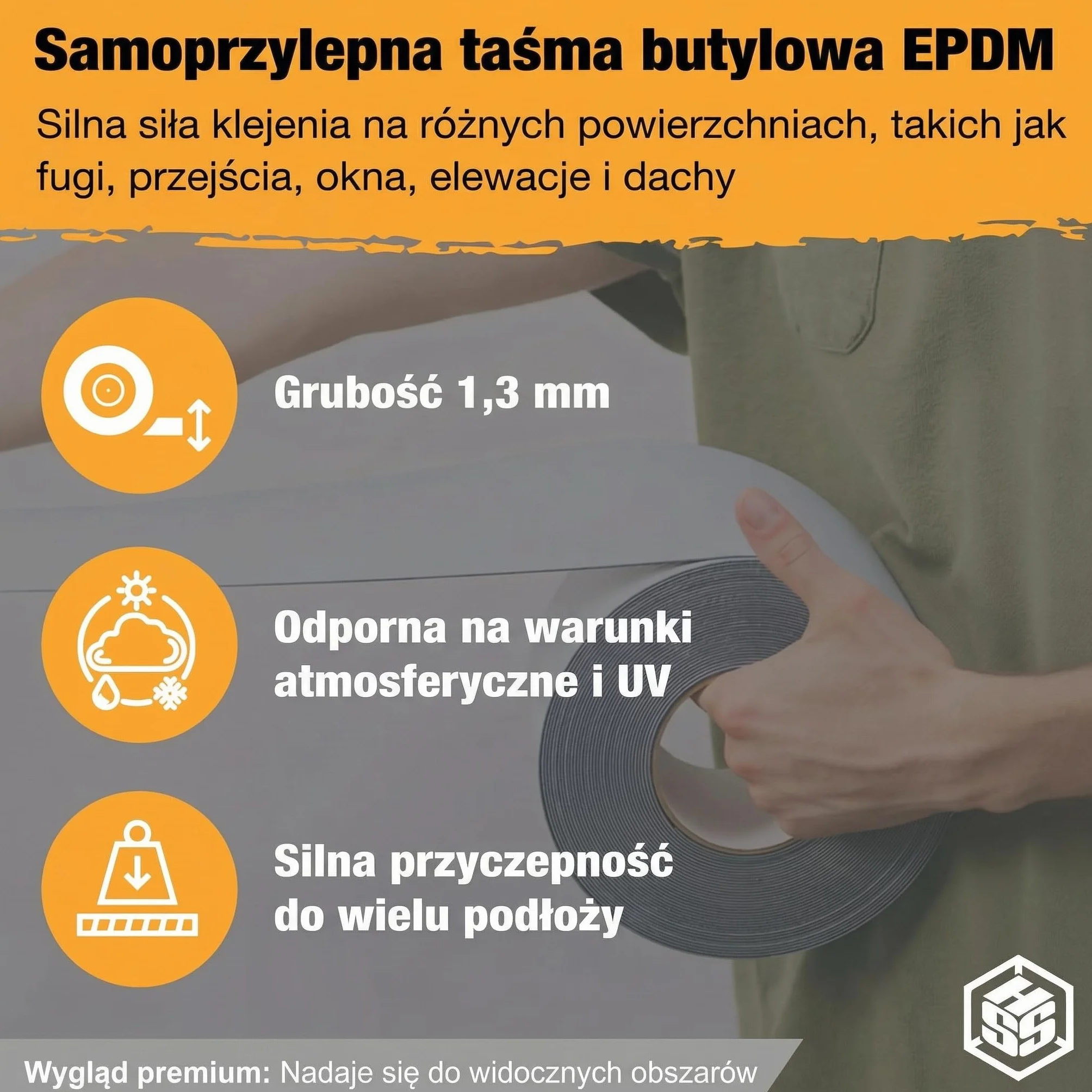 Taśma Butylowa EPDM 10cm x 5m Wodoodporna Naprawcza Dach Rynny Beton PVC Odporna na UV