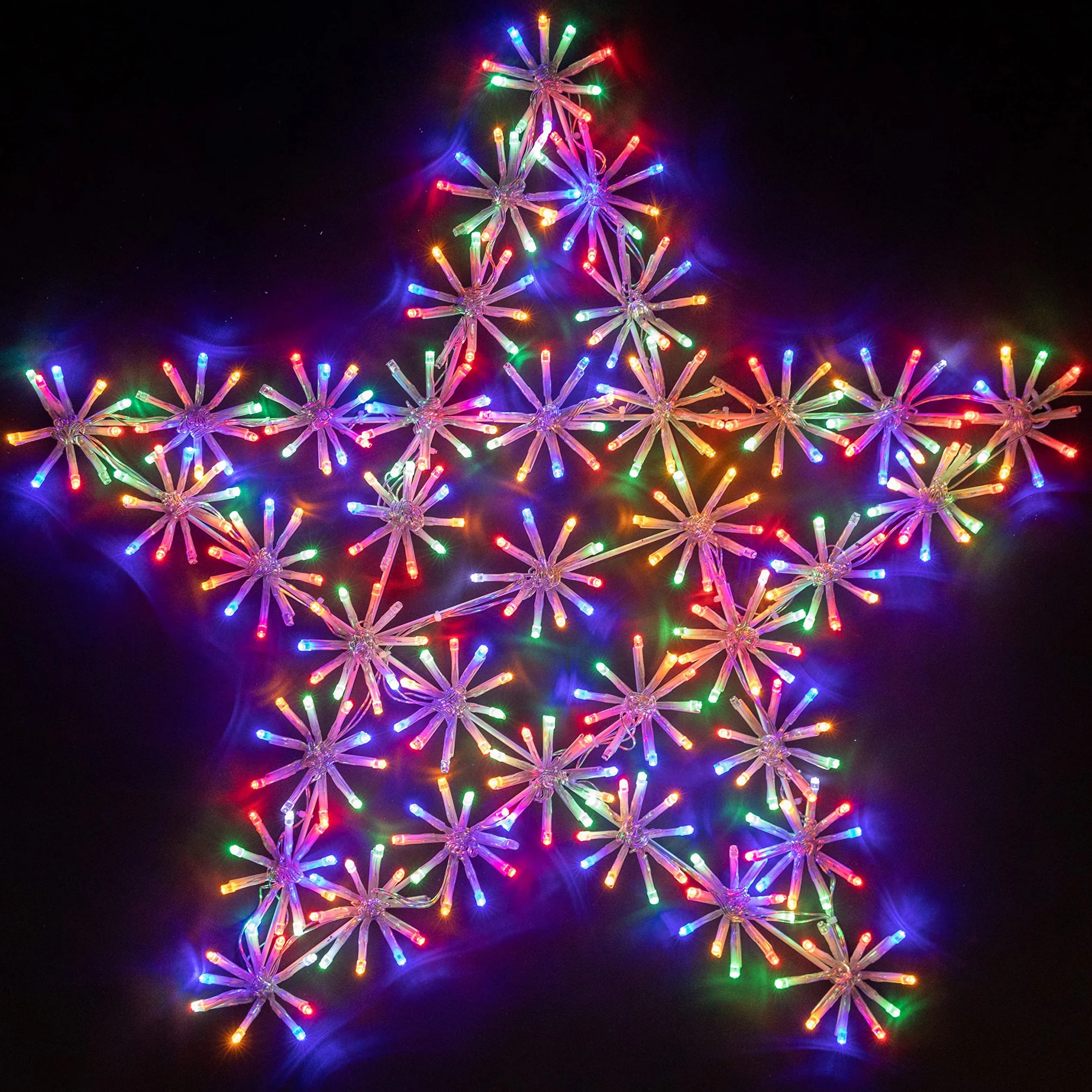 SHATCHI Sylwetka w kształcie gwiazdy 65 cm z 360 wielokolorowymi diodami LED migoczące mikrodiody LED wystawa świąteczna dekoracja ścienna do wnętrz i na zewnątrz
