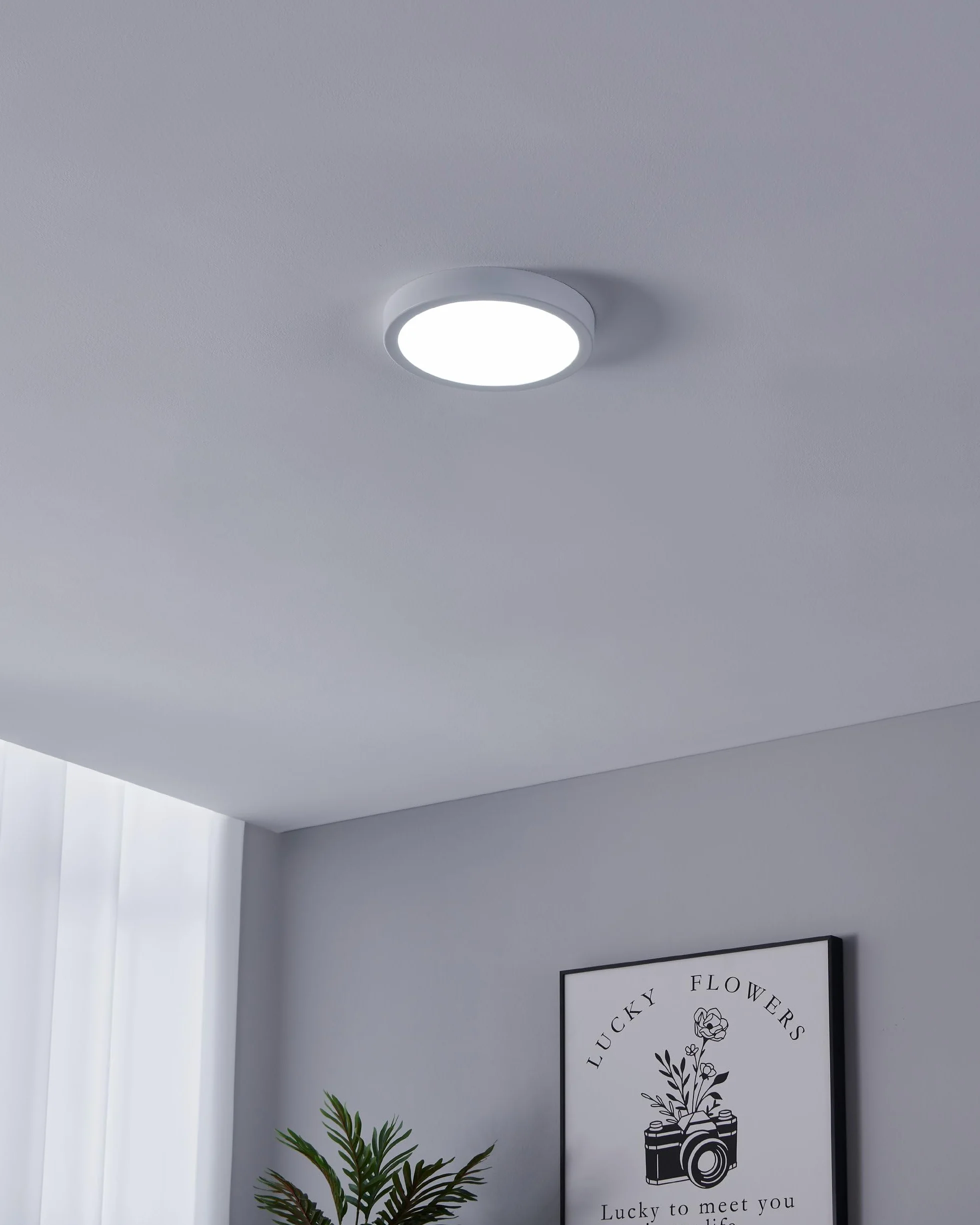 EGLO connect.z Smart Home łazienkowa lampa sufitowa LED Fueva-Z, Ø 21 cm, ZigBee, sterowanie aplikacją i głosem, regulacja barwy światła, ściemnianie, metalowa biała, IP44