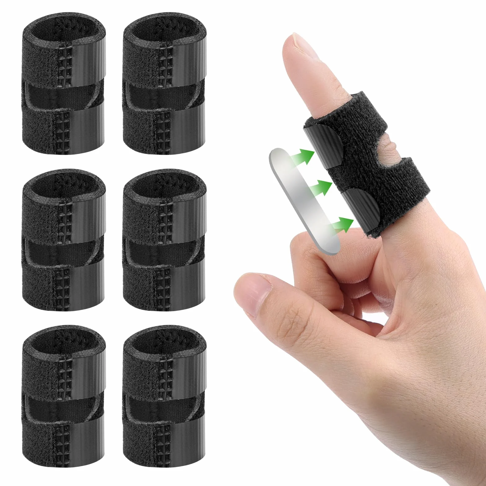flintronic 6 szt. regulowanych ortezy na palec, szyny na palec z wbudowaną aluminiową taśmą, stabilizator palców, do złamań, skręcenia, zapalenia stawów i zapalenia ścięgien