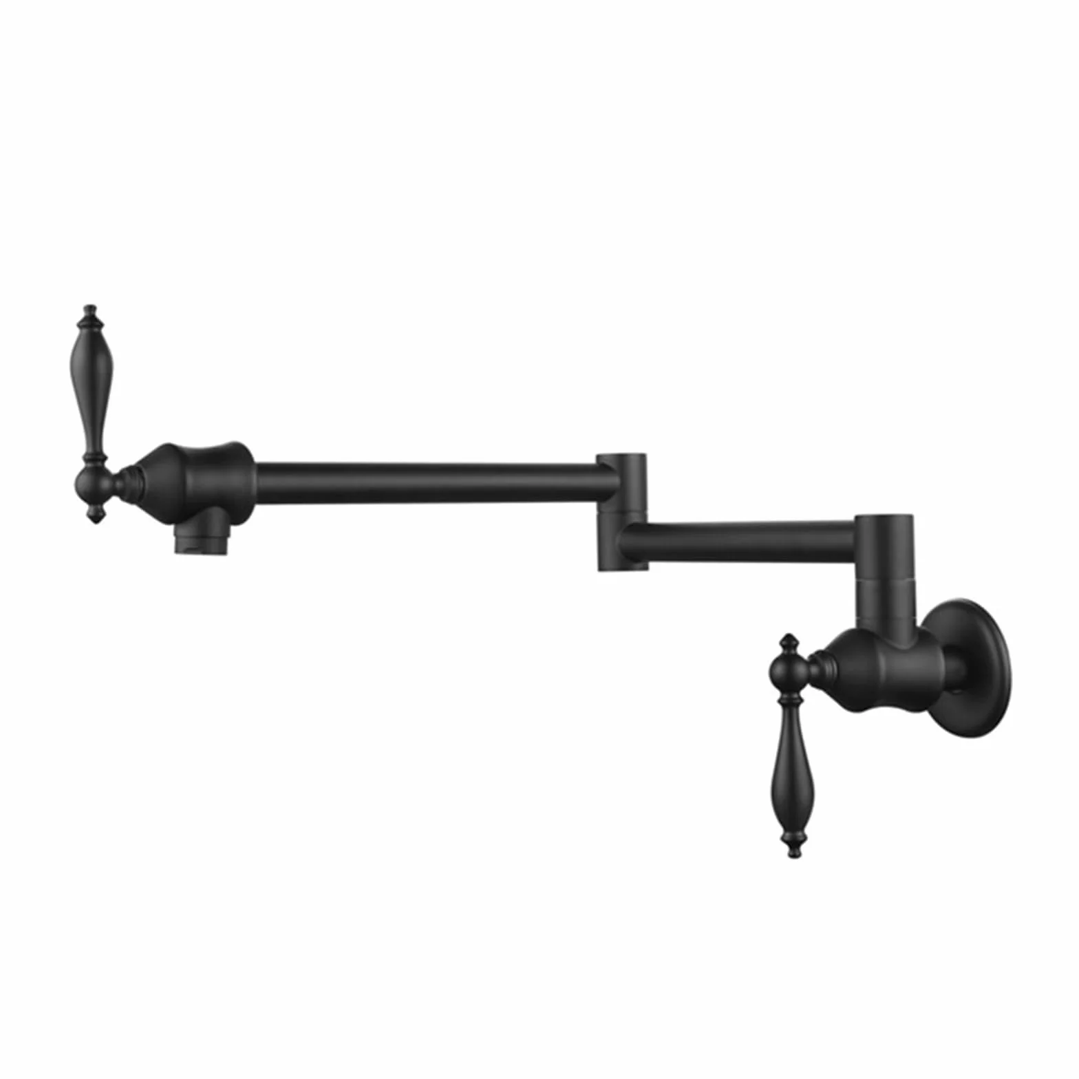 QHQQXN Bateria składana, Baterie zlewozmywakowe montowane na ścianie, Bateria pojedyncza zimna z podwójnym uchwytem, ​​Baterie domowe ze szczotkowanego niklu