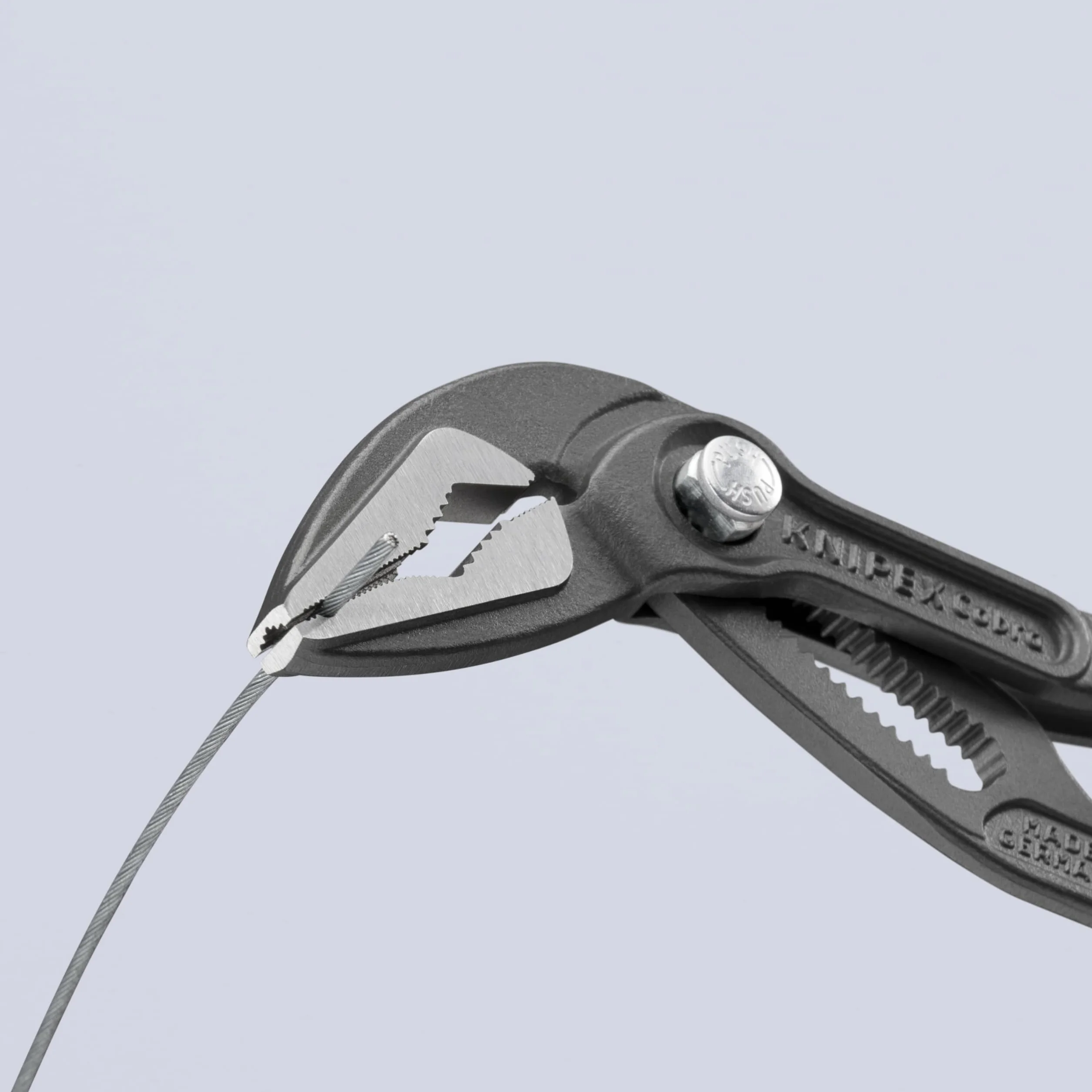 KNIPEX Cobra ES Szczypce nastawne do rur z wydłużoną szczęką w opakowaniu z zawieszką fosforanowana, szara pokryte antypoślizgowym, 87 51 180 SB