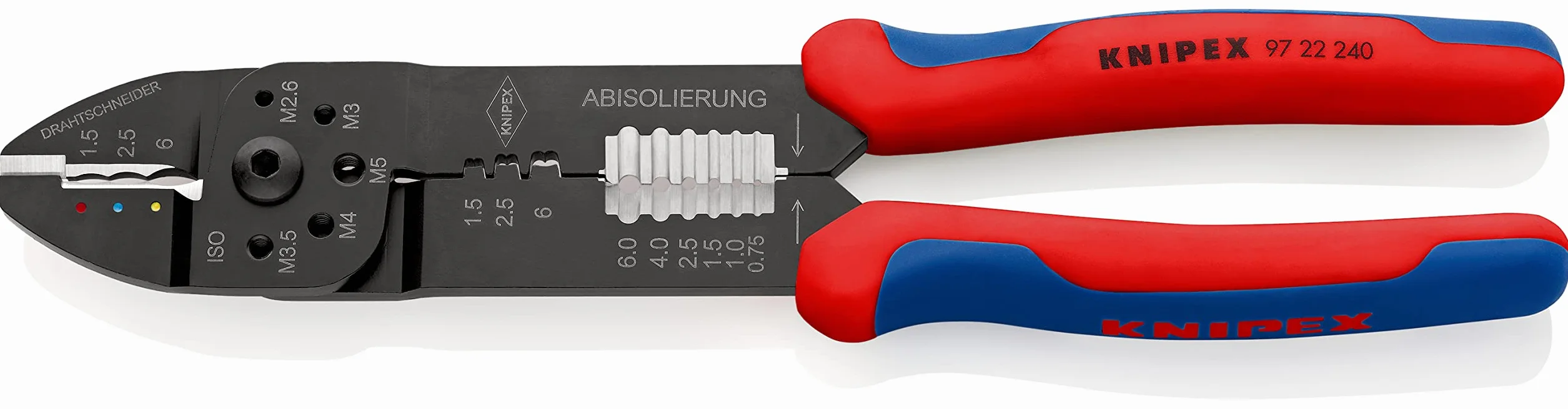 KNIPEX Szczypce do zagniatania w opakowaniu z zawieszką lakierowana w kolorze czarnym z osłonkami wielokomponentowymi 240 mm, 97 22 240 SB