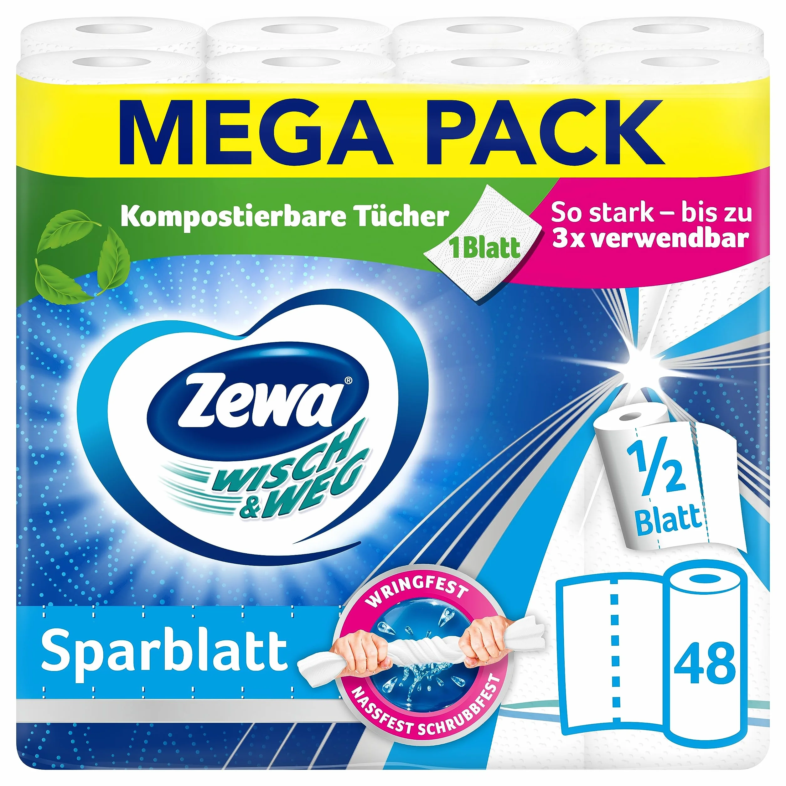 Zewa Wisch&Weg arkusze oszczędnościowe, opakowanie Mega Pack, 12 opakowań, kolor biały