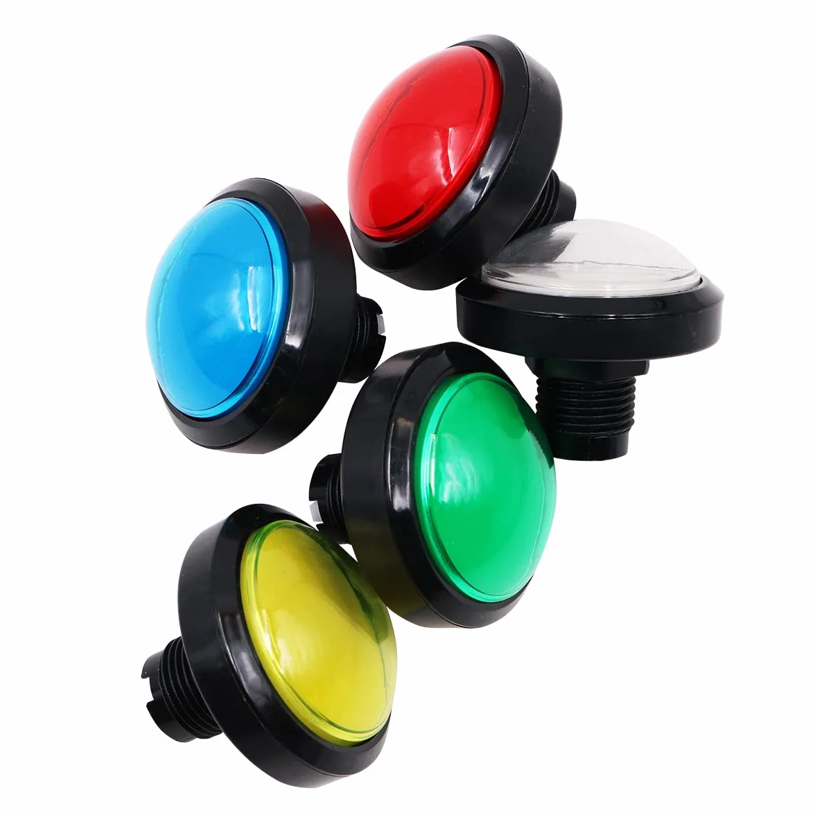 5 szt. 12 V LED podświetlane przyciski gigantyczny przycisk Enter 5 kolorów duży przycisk do zręcznościowej muzyki DJ tańczącej maszyny - średnica 60 mm