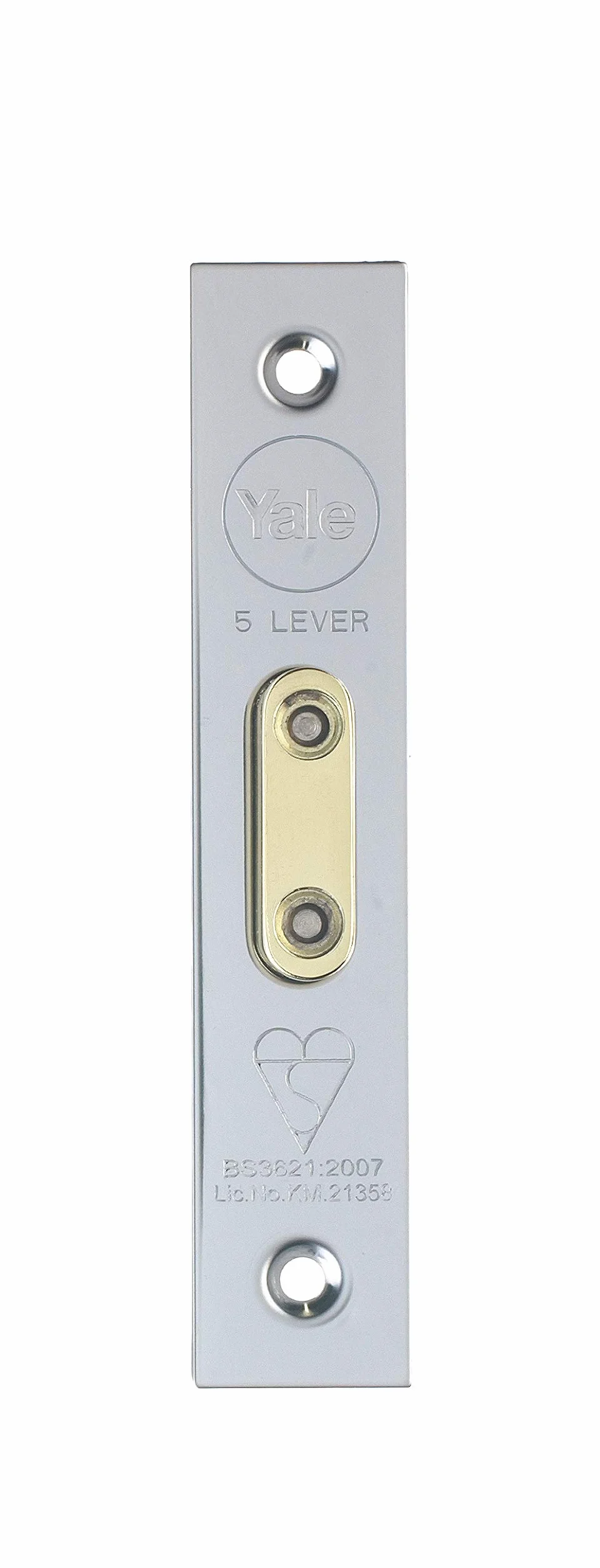 Yale B-BSDL-2.5-CH zamek wpuszczany z 5 dźwigniami, nadaje się do drzwi zewnętrznych, chromowany, 64 mm