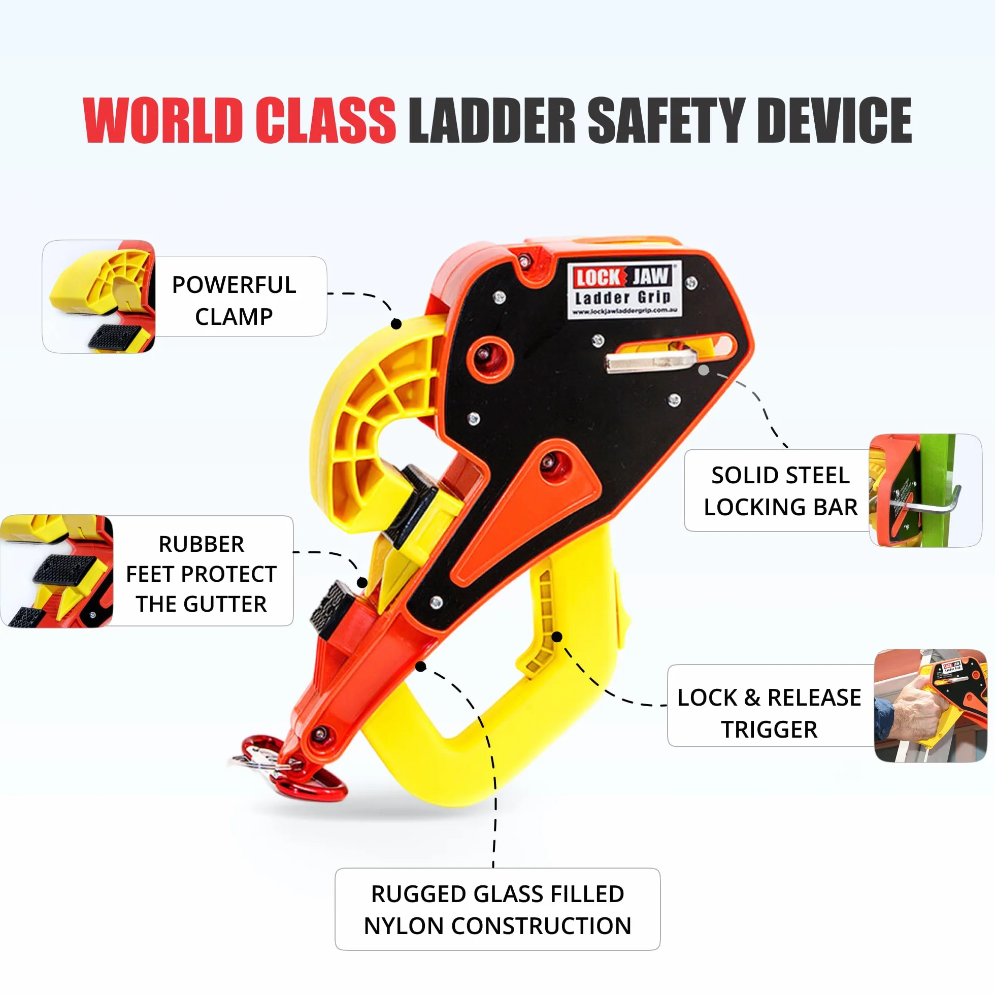 Lock Jaw Ladder Grip - Ladder Safety Clip - Feel Secure on Your Ladders and Climb Safer (zestaw 1)