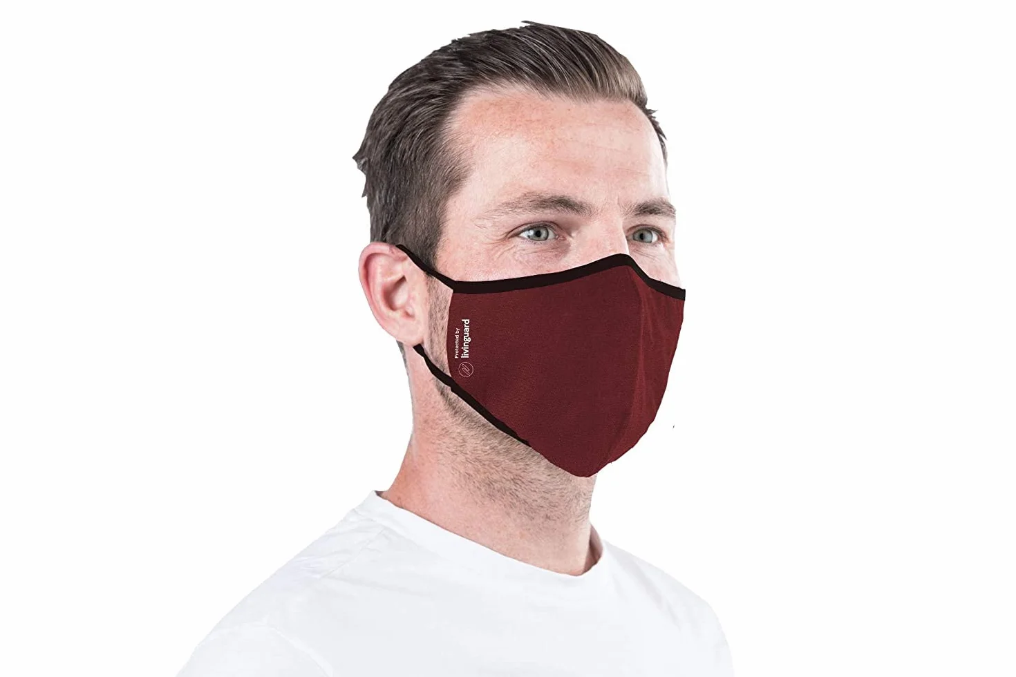 Livinguard – PRO MASK | 3-warstwowa maska na twarz | regulowana, nadaje się do prania, wielokrotnego użytku (rozmiar M, kolor czerwony Cosmic Red)