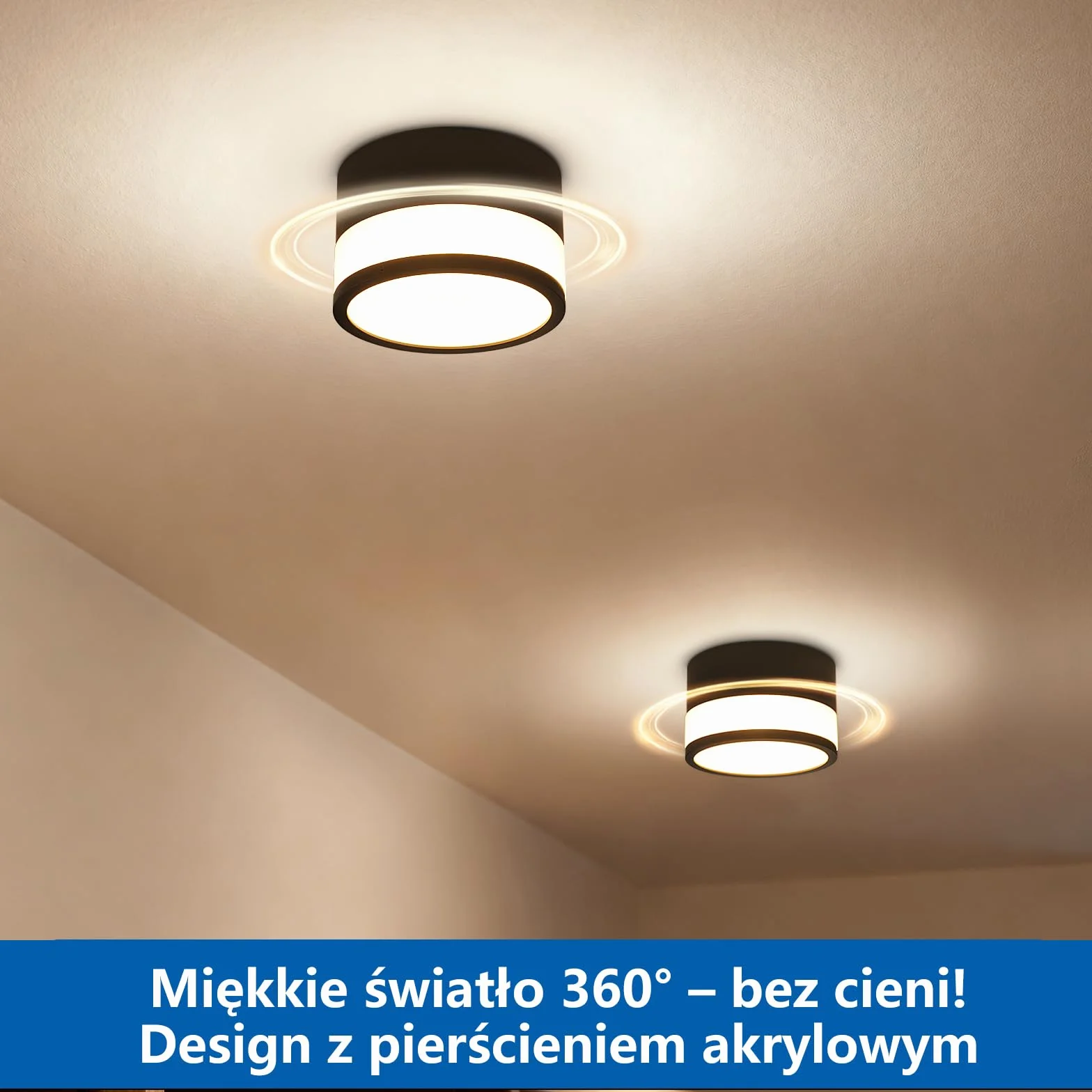 2 szt Reflektor Natynkowy Czarna IP44 Wodoodporna, Do Łazienki, Kuchni, Salonu i Holu, LED Ciepła Biel 3000K, 12W 1100LM, Oświetlenie 230V dla Pomieszczeń Wilgotnych