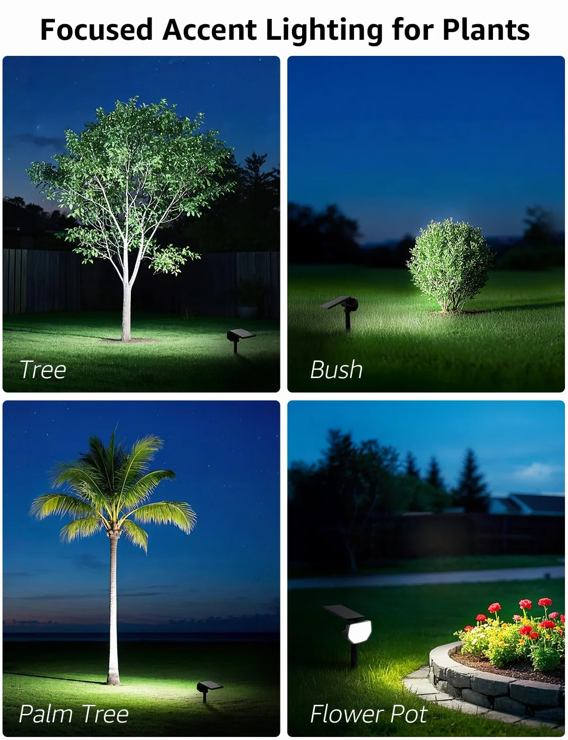Lepro Zestaw 4 zewnętrznych lamp solarnych, mocny zewnętrzny reflektor solarny, wodoodporny zewnętrzny reflektor solarny IP65, zimne światło, regulowany 135°, do ogrodu, na ścieżki, garaż i taras