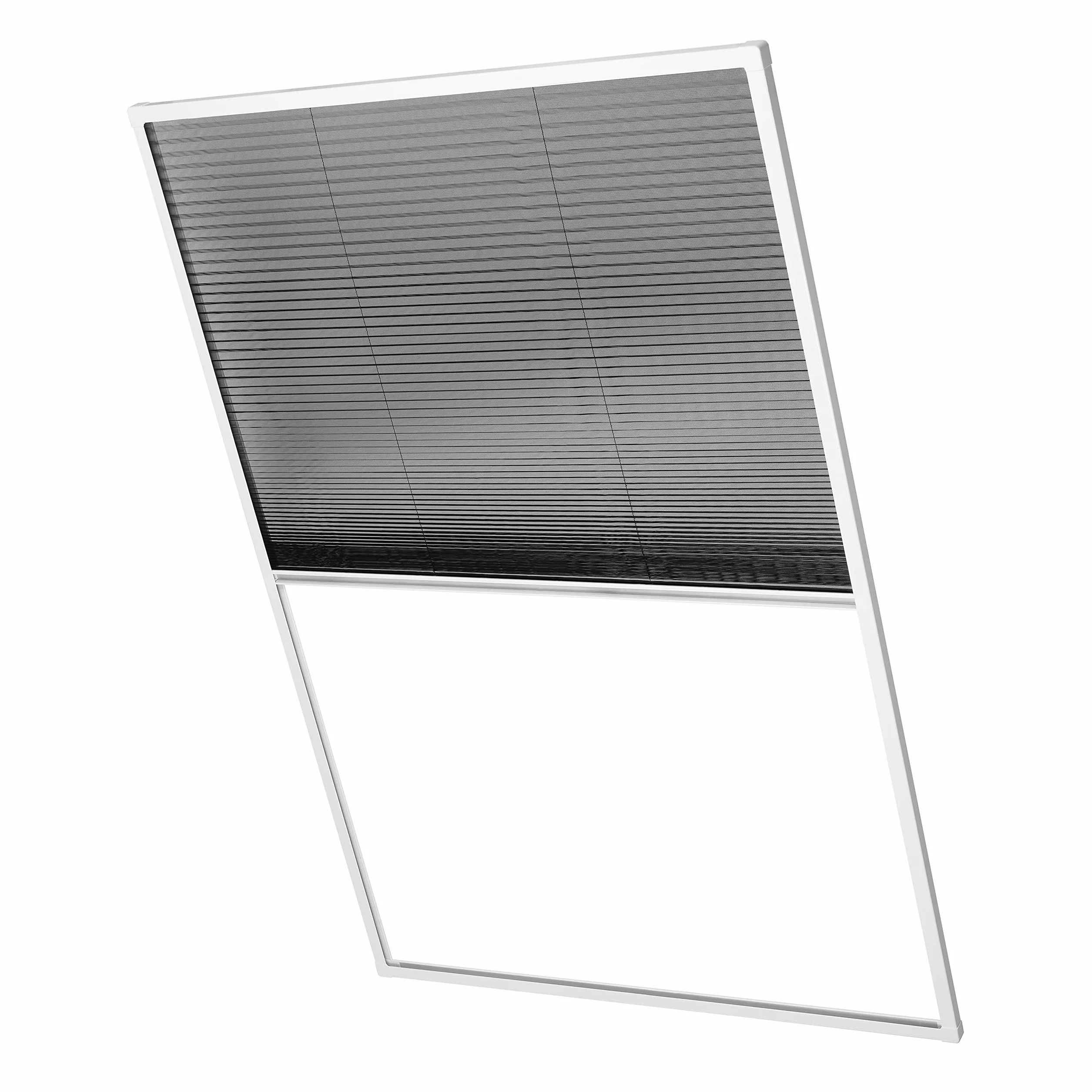 Ventanara® Moskitiera plisowana na okno dachowe, profil aluminiowy, zestaw do montażu z możliwością skrócenia (80 x 160 cm, biała plisa)