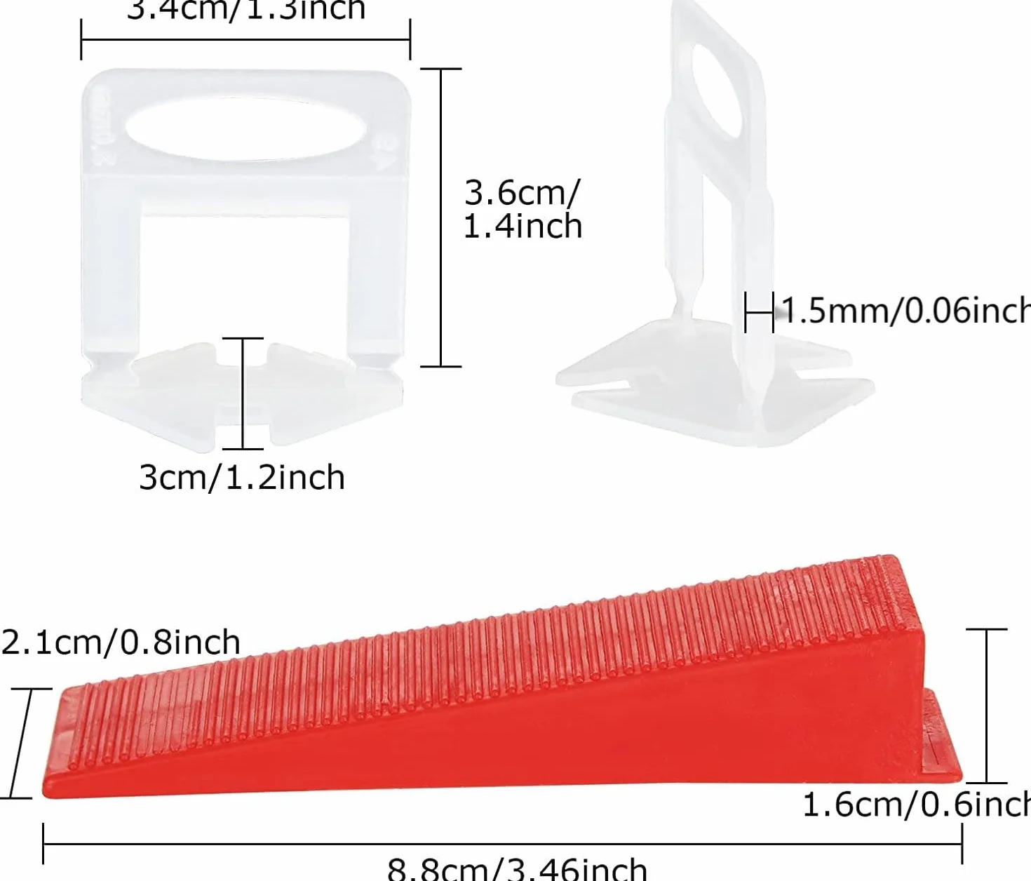 Zestaw 601 System poziomowania, język poziomujący 1,5 mm, z 500 wypustkami do ciągnięcia, 100 klin wielokrotnego użytku, 1 szczypce do układania płytek o grubości 6 do 15 mm