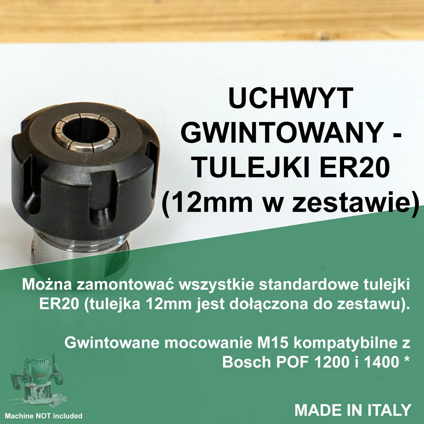 Fraiser Wrzeciono kompatybilne z POF 1200-1400 ER20 frezarka pionowa z trzonkiem 12 mm do frezowania drewna – akcesoria do frezarki do drewna