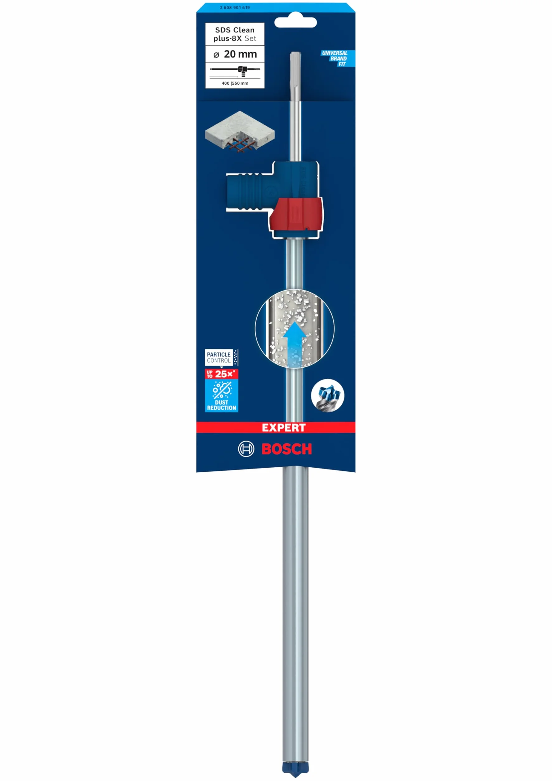 Bosch 1 x EXPERT SDS Clean plus-8X zestaw wierteł udarowych do kotwiczeń chemicznych (Ø 20,0 mm, profesjonalne akcesoria do młotowiertarki)