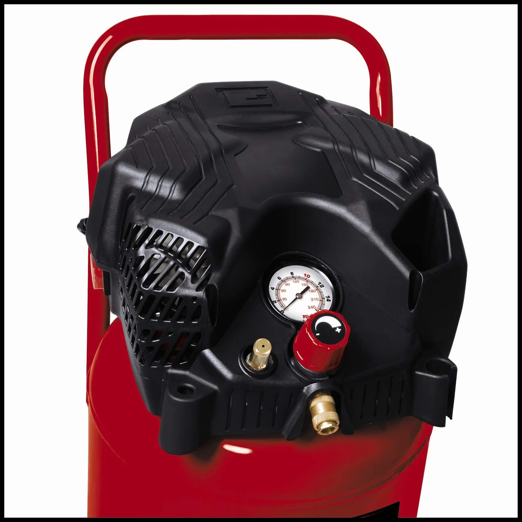 Einhell 4010393 Przenośna Sprężarka z Manometrem i Reduktorem Ciśnienia 1500 W 230 V Czerwony/Czarny 22,34 kg & Einhell Zestaw Narzędzi Pneumatycznych, Wielokolorowy, None None