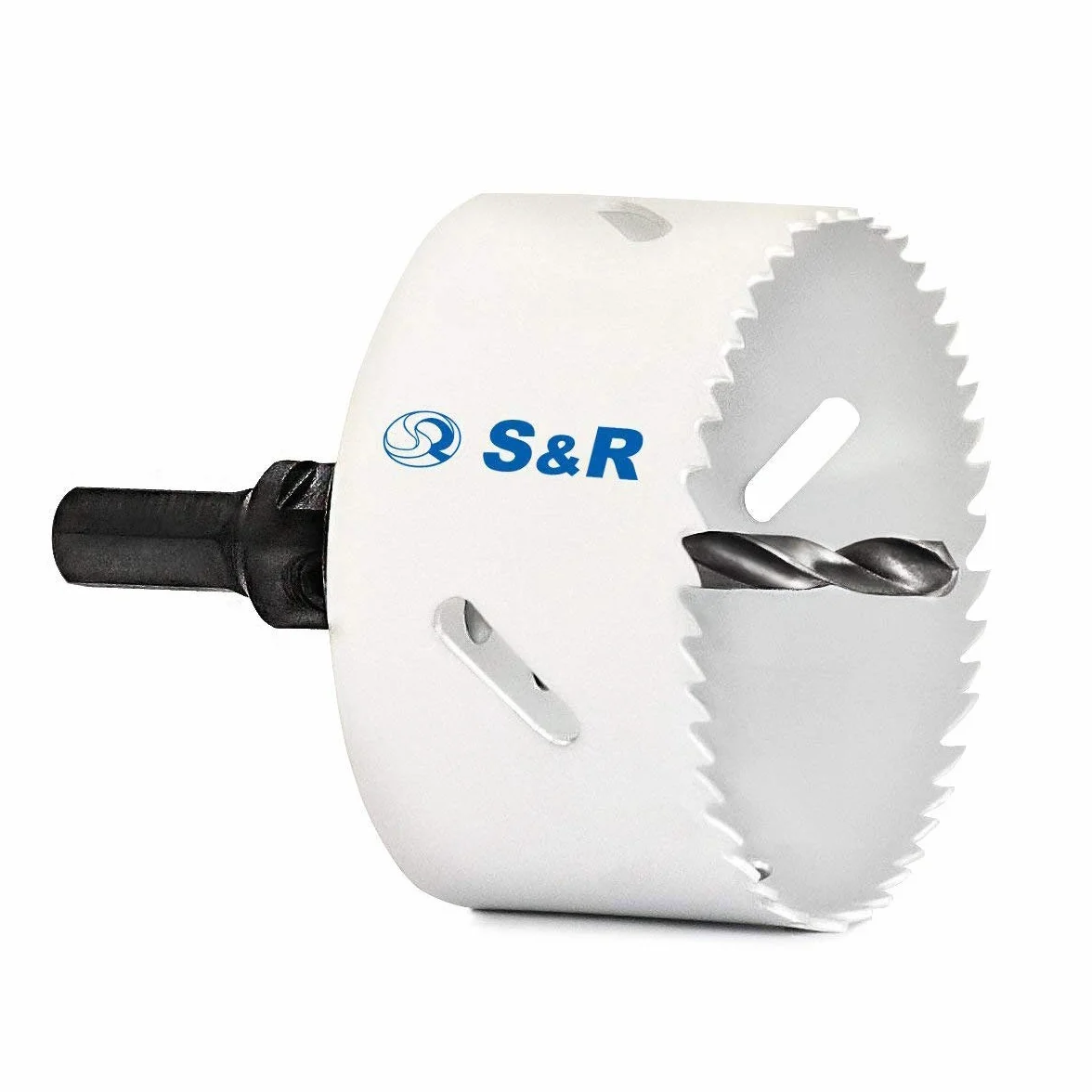 S&R Otwornica, bimetal HSS z uchwytem otwornicy HEX - QUICK i wiertłem centrującym, uniwersalna do drewna, metalu, plastiku, płyt gipsowo-kartonowych (51 mm)