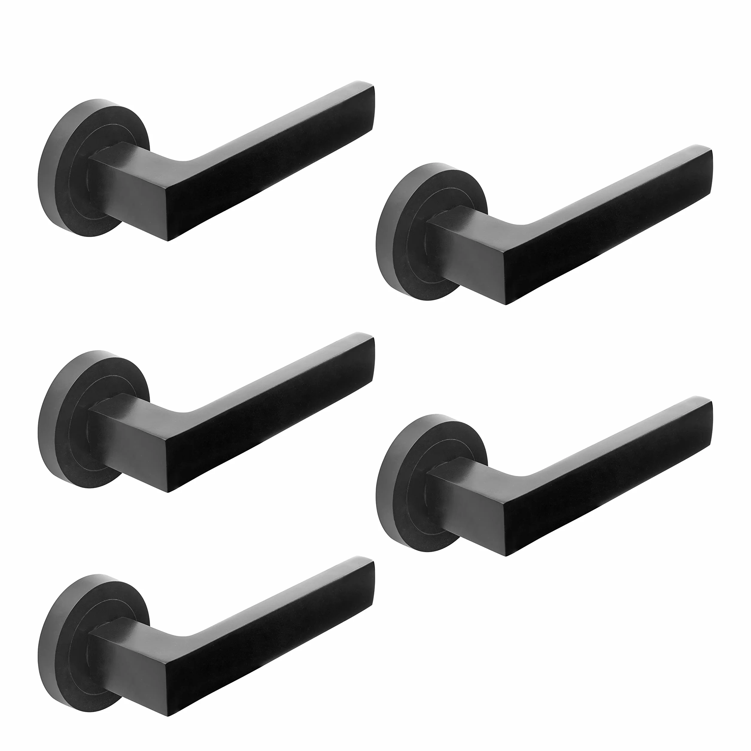 Emuca Klamka do drzwi wewnętrznych z okrągłą rozetą 50mm Aluminium Czarna 5 par