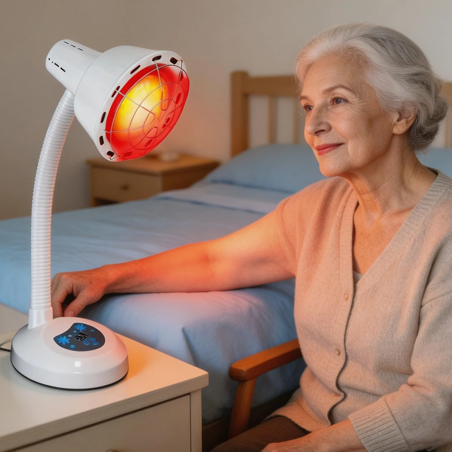 Lampa grzewcza na podczerwień 275 W, lampa na podczerwień z siatką ochronną, 10 poziomów regulacji temperatury i timera, aby rozluźnić zmęczone mięśnie