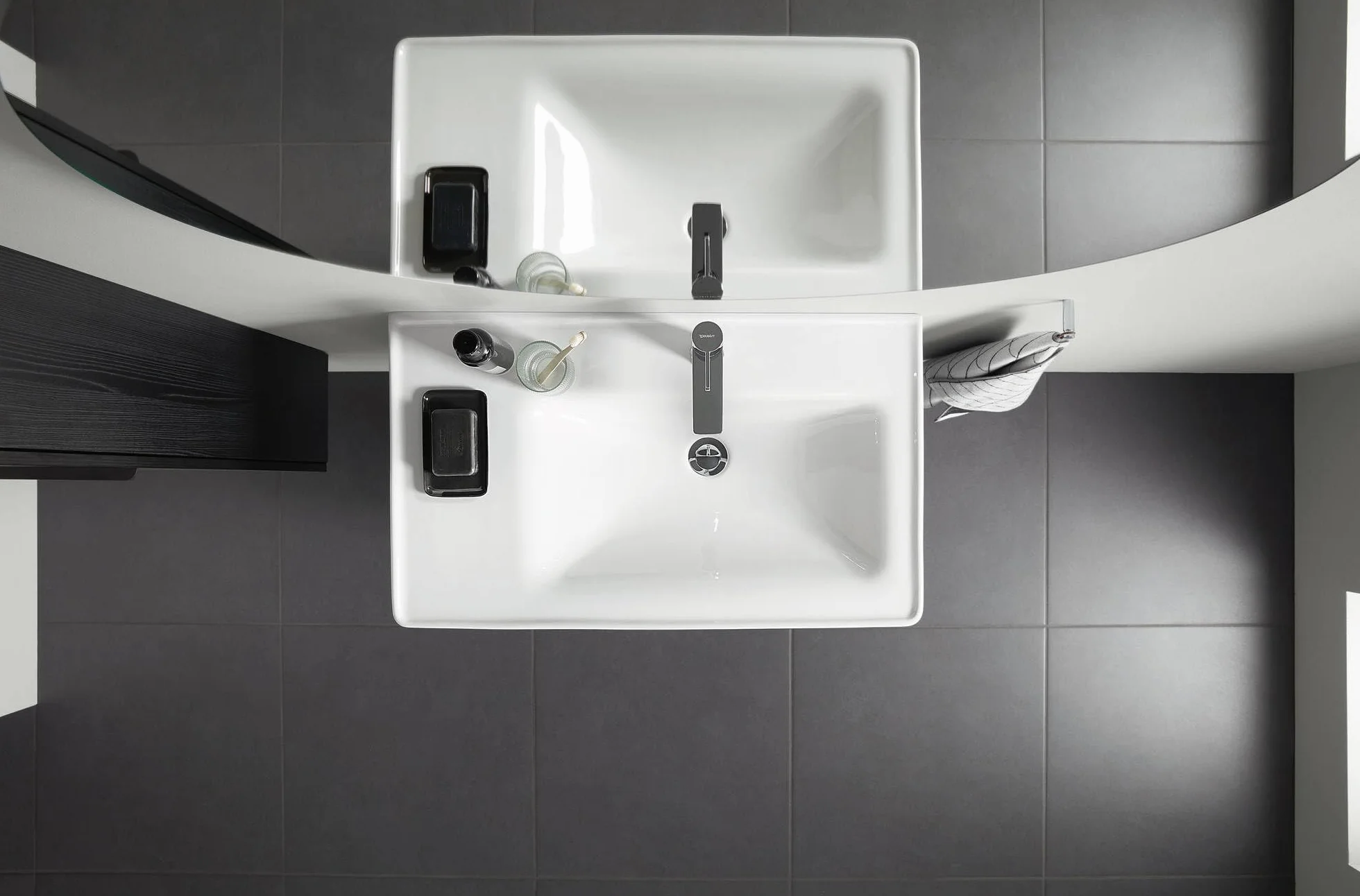 Duravit D-Neo Umywalka łazienkowa, Rozmiar M (wysokość ust 110 mm), Mikser umywalka łazienka z przesączkiem, chrom