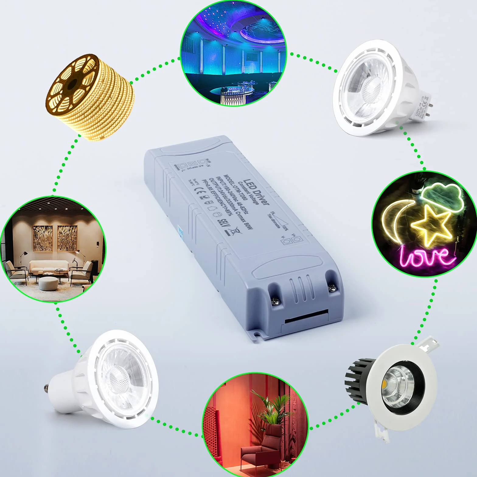REYLAX Transformator LED 24V 80W 3,33A 0-10V 1-10V PWM ściemnialny