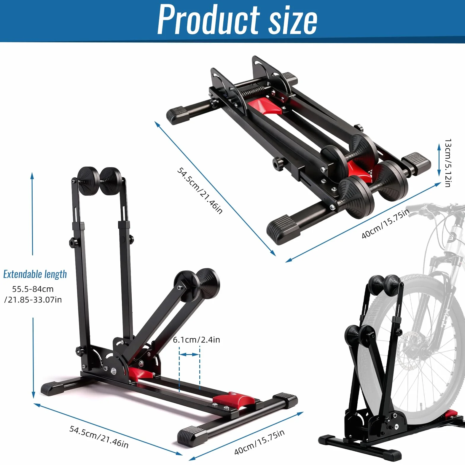 Stojak na rowery podłogowy, profesjonalny stojak na rowery górskie dla 24-29 cali rower górski, e-bike, rower wyścigowy, MBT, składany stojak rowerowy do domu, garażu, ogrodu
