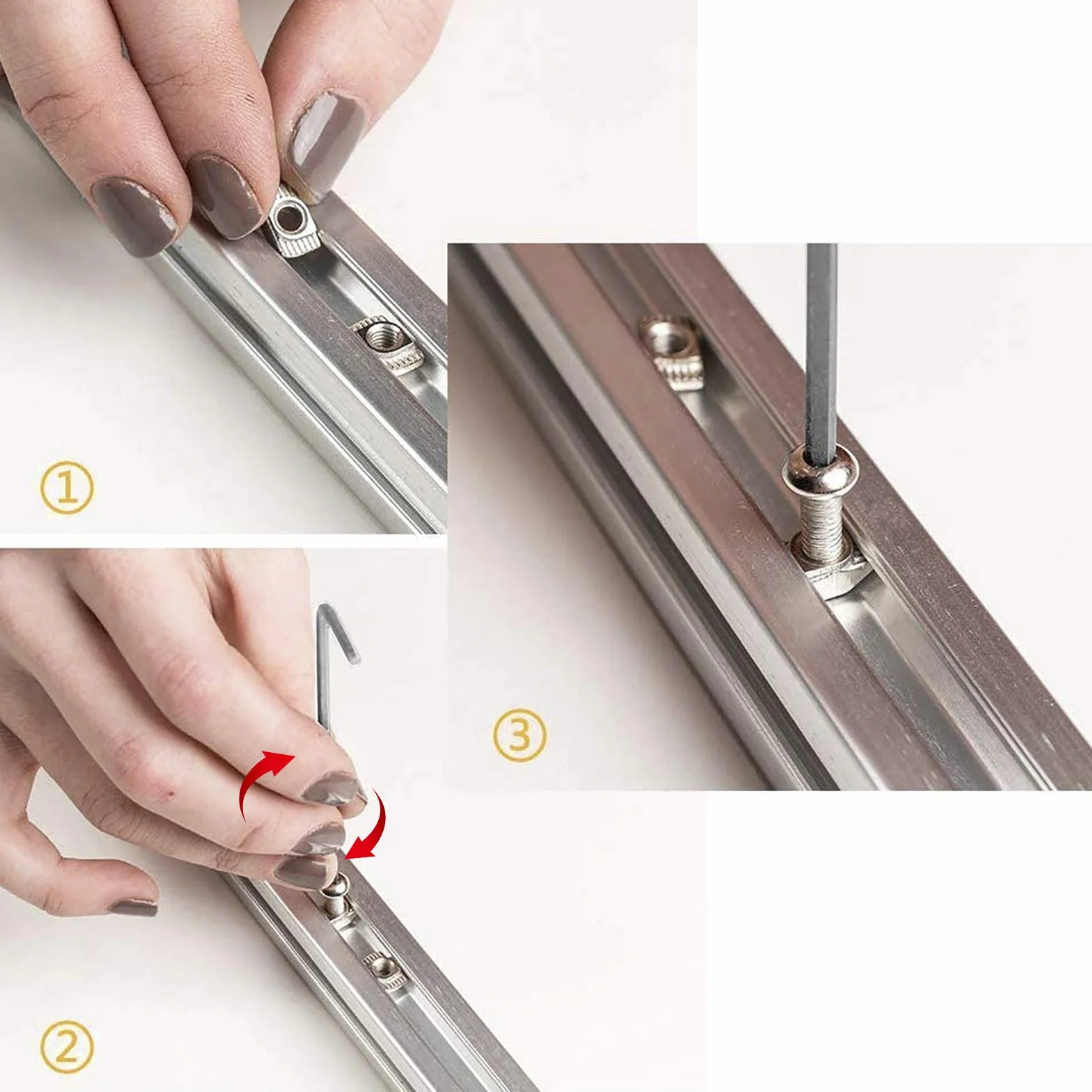 QIMEI-SHOP Nakrętki T M4, nakrętka młotkowa, stal węglowa, do profili aluminiowych 2020 z rowkiem 6 mm, 40 sztuk
