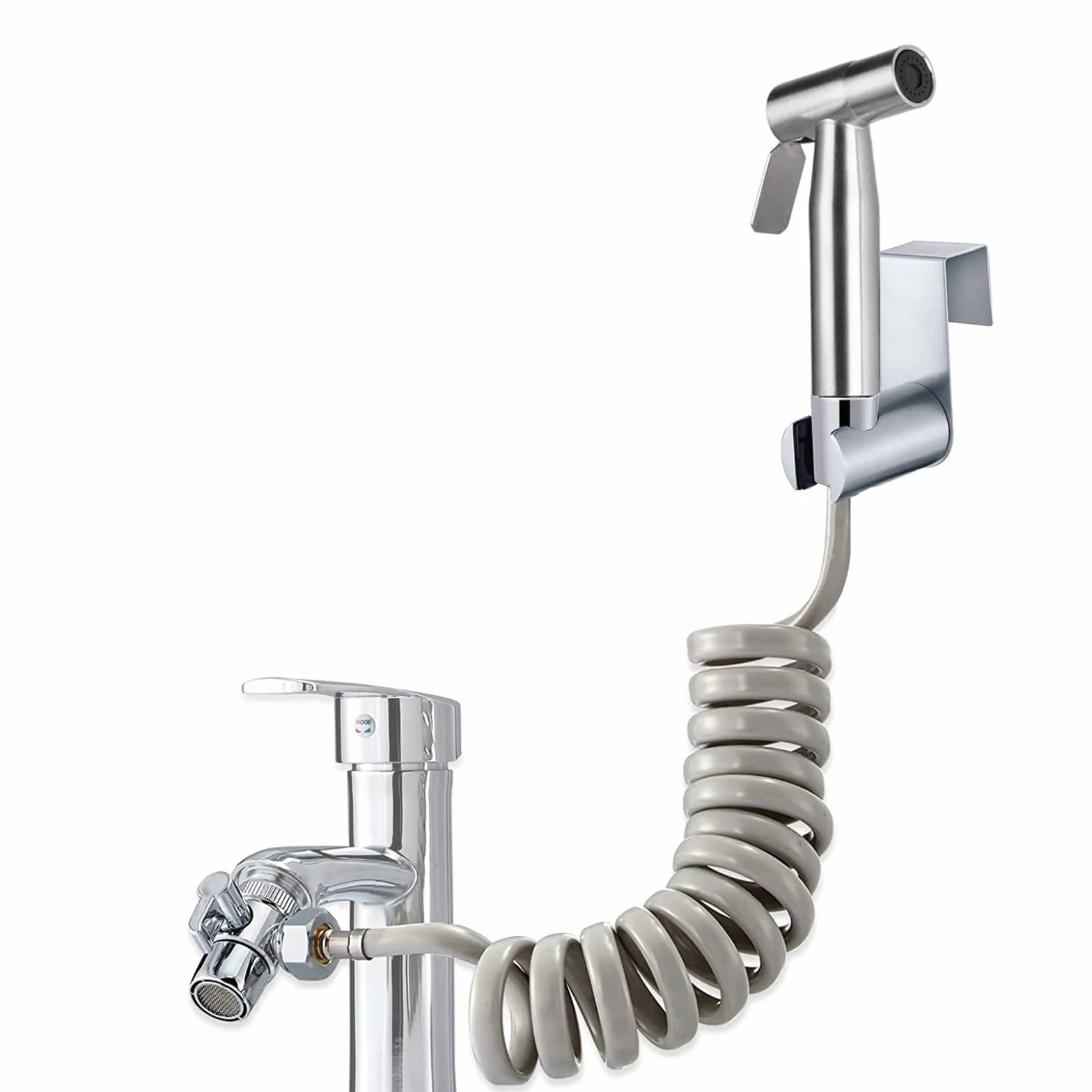 Bidet słuchawka prysznicowa ze stali szlachetnej szczotkowanej, zestaw rozpylaczy do pieluszek z wężem sprężynowym 59"