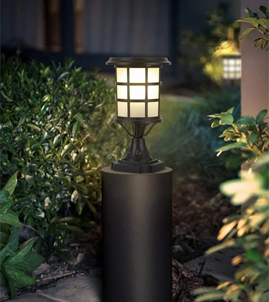 Solarne lampy ścienne do ogrodzenia ogrodowego, oświetlenie słupkowe na dziedzińcu, wodoodporne lampy ścienne/słupkowe na zewnątrz, latarnie ogrodowe, dostępne w 2 wersjach, przewodowych i nie.