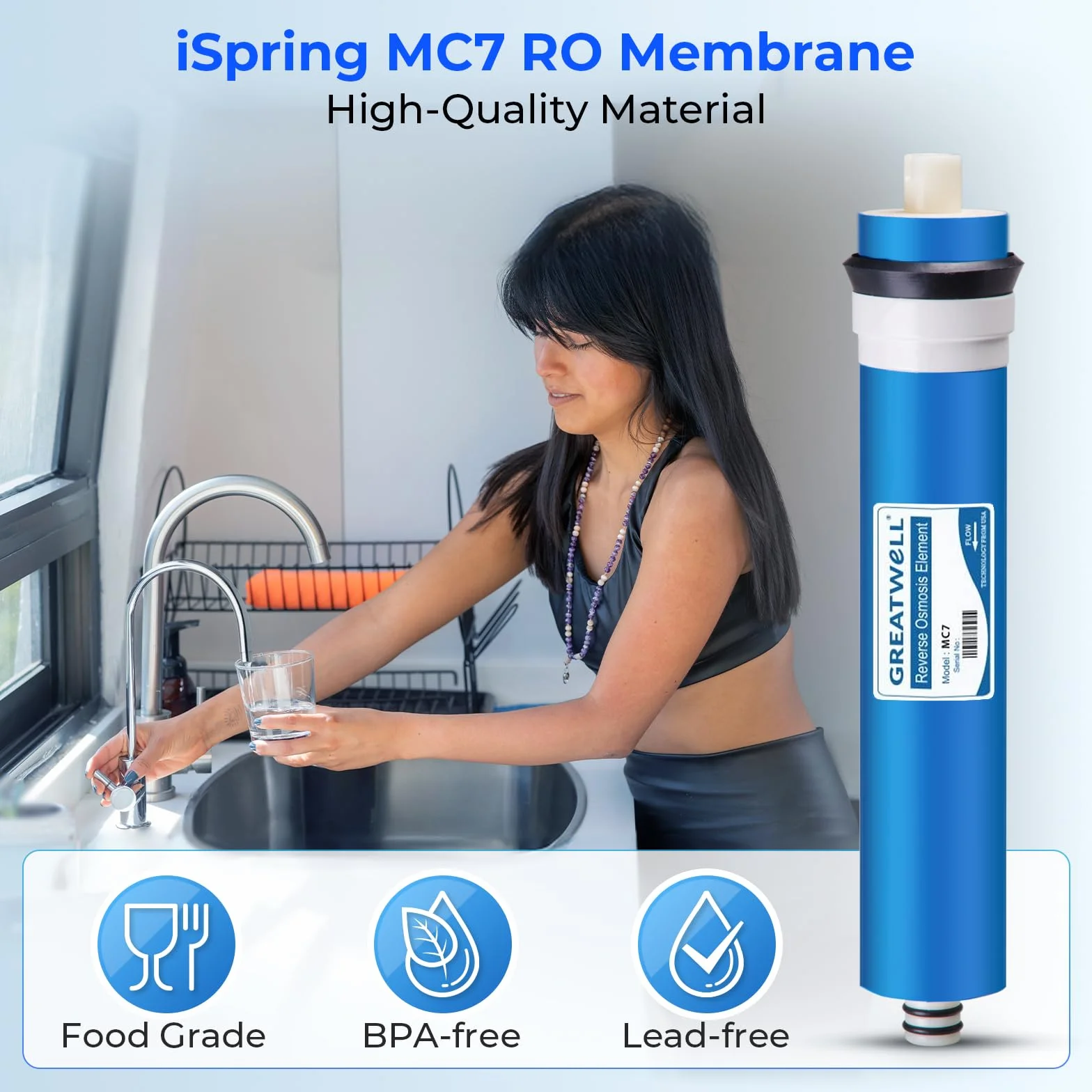 iSpring MC7 membrana odwróconej osmozy 1,8 cala 75 GPD