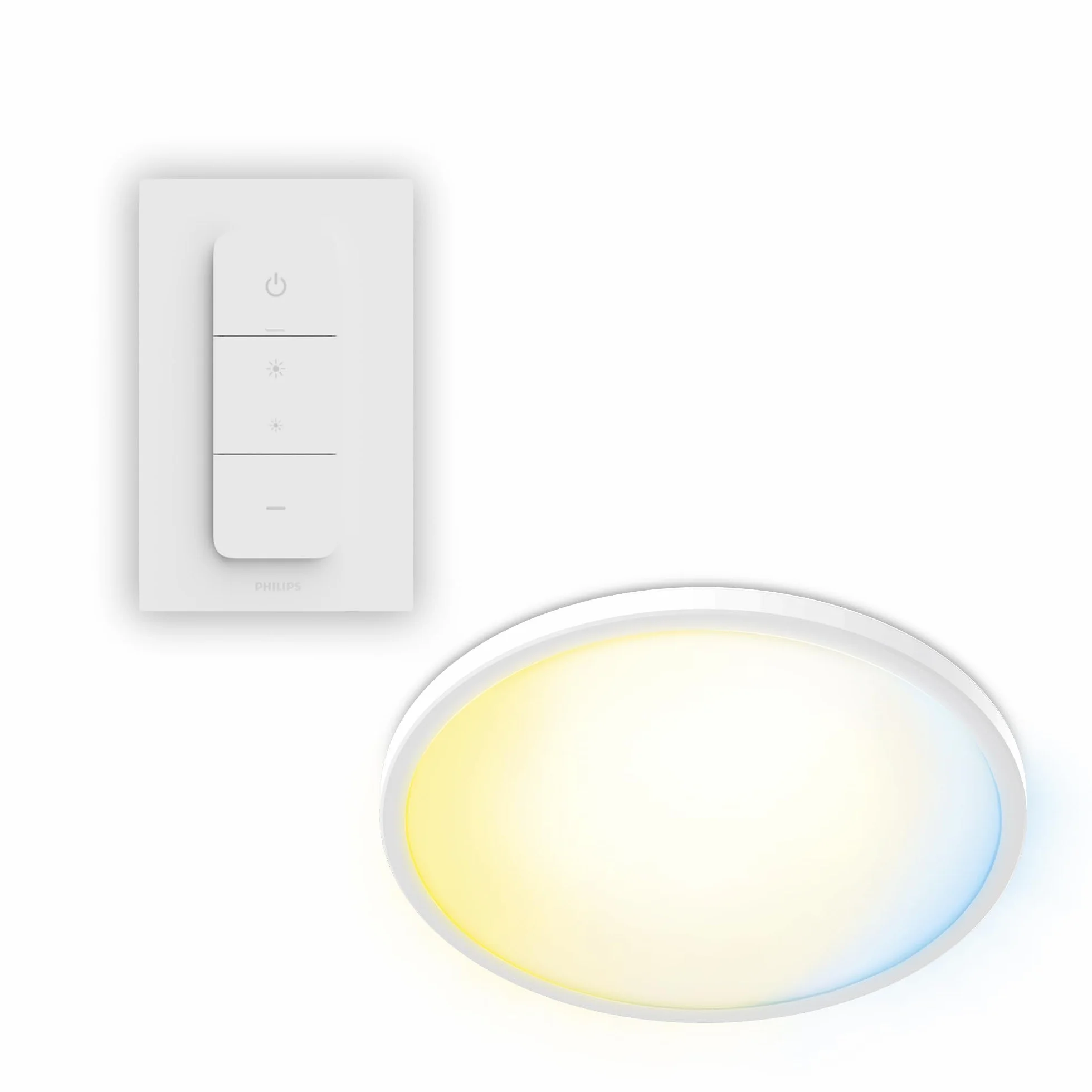 Philips Superslim oprawa sufitowa z pilotem 5 scen świetlnych przyciemnianie 1% 22 W okrągła biała
