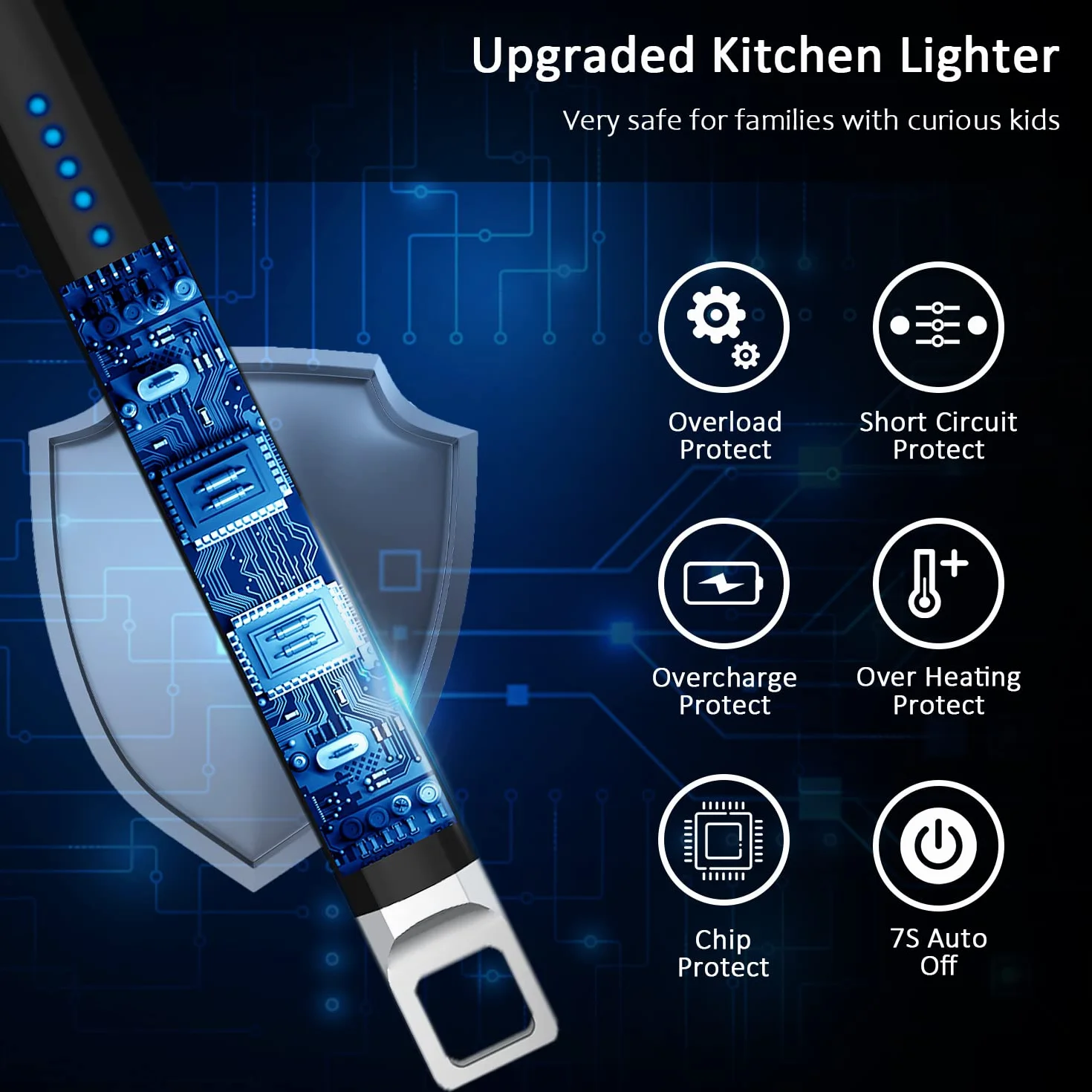 Zapalniczka łukowa, odporna na wiatr, bezpłomieniowa, ładowana, USB, z oświetleniem LED, do świec, grilla kempingowego, czarna