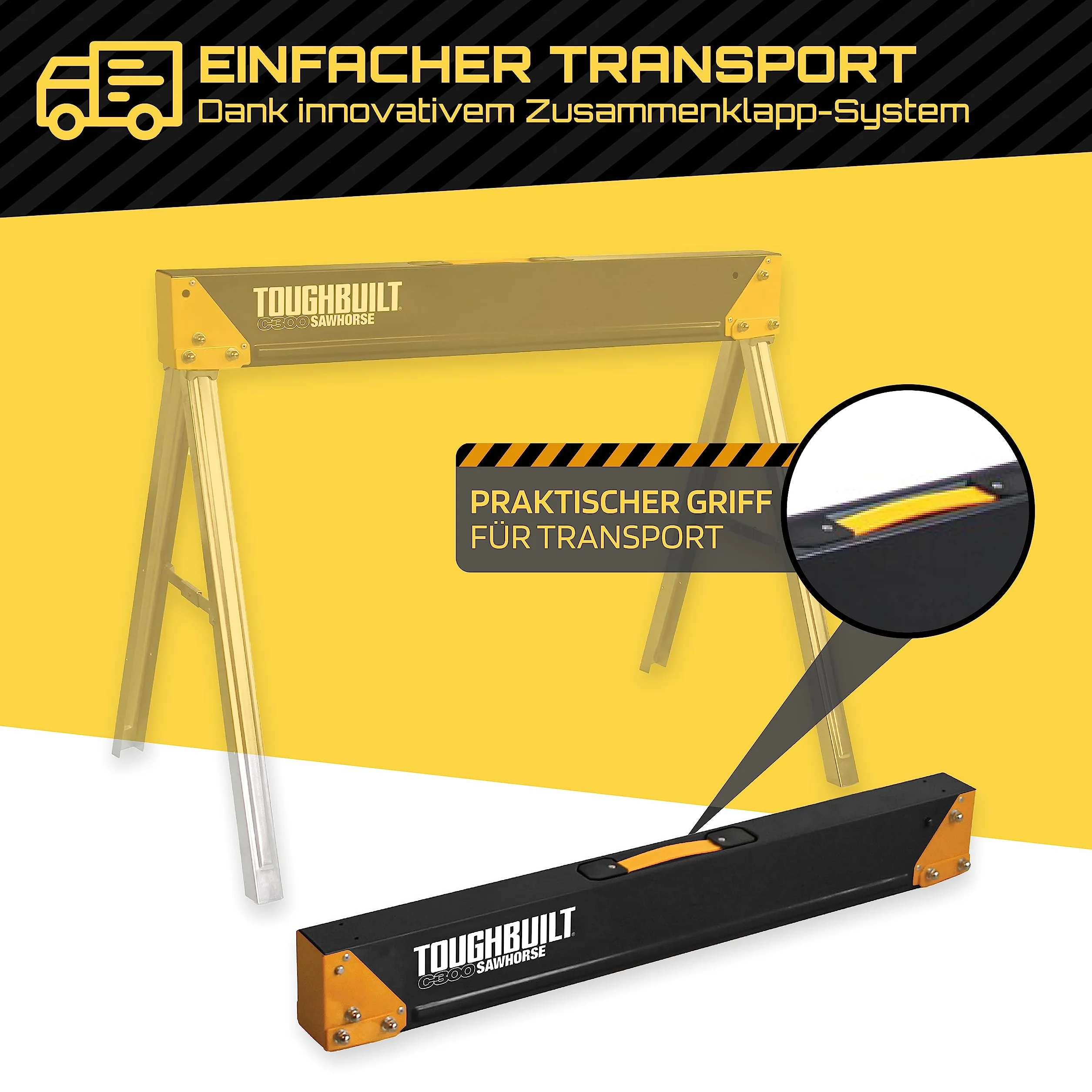 ToughBuilt C300 Sawhorse, Black and Yellow