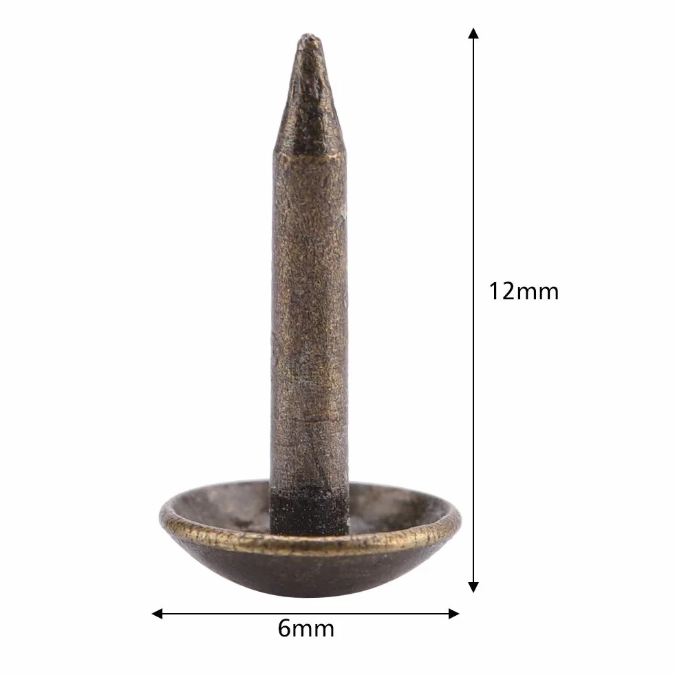 GOTOTOP Zestaw 100 zabytkowych gwoździ tapicerskich, zestaw przypinek do mebli dekoracyjnych Pin na kciuk Pins do drewna DIY (6 x 12 mm)