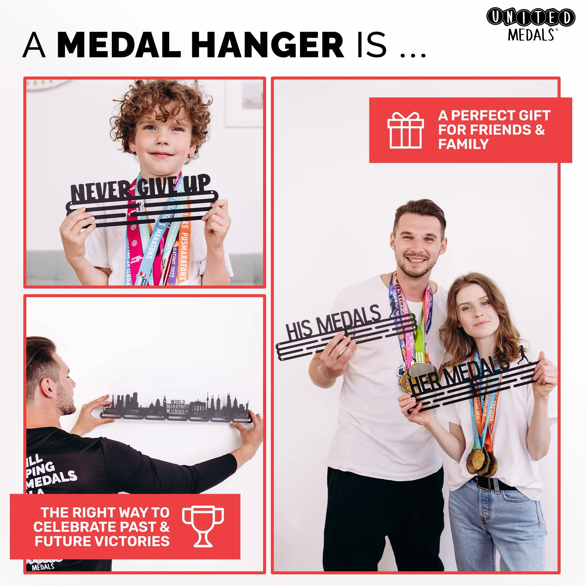 Finisher stojak na medale stal czarny | 48 medali | wieszak na medale | stojak na medale