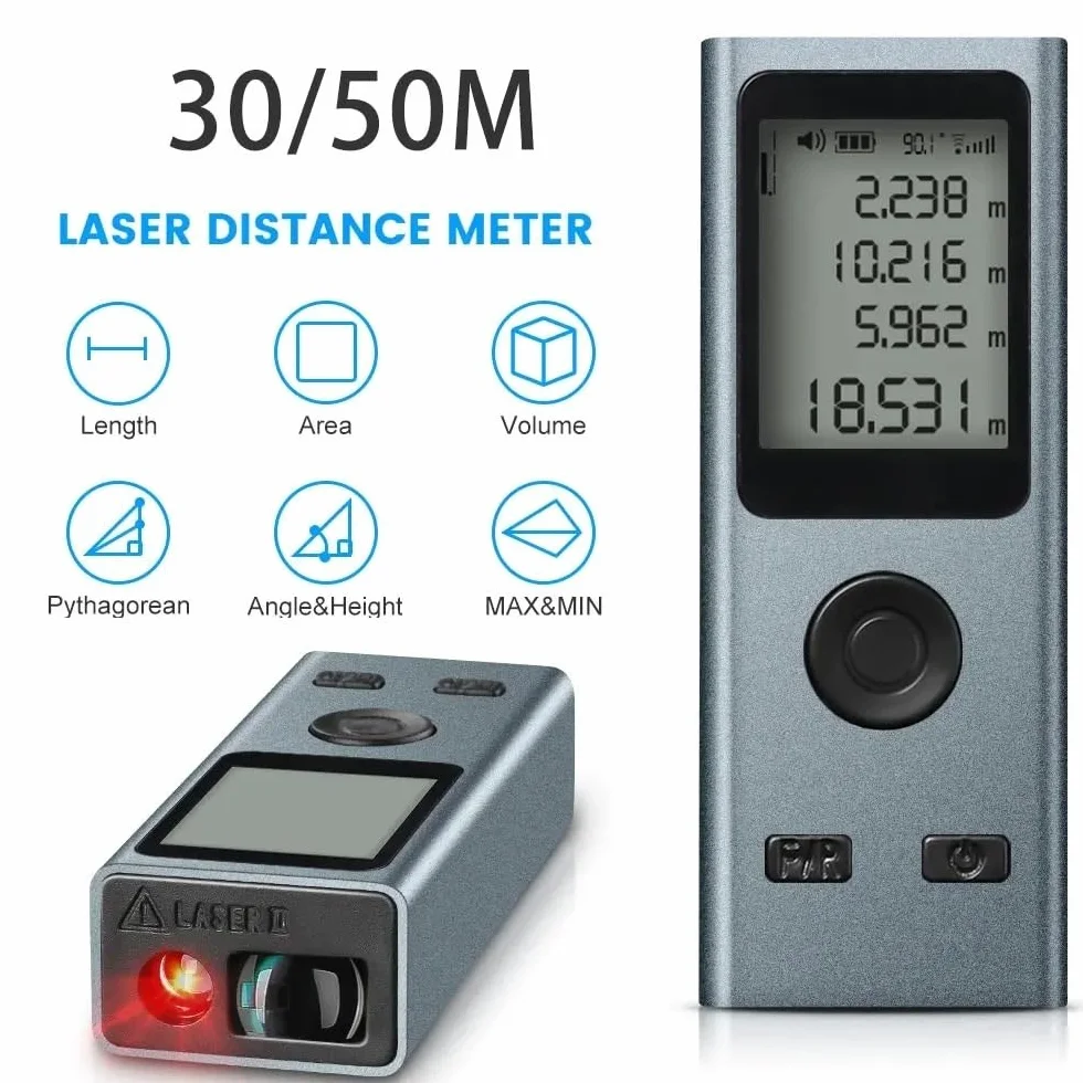 30M 50M Mini dalmierz laserowy cyfrowa miarka linijka laserowa USB Charge pomiar kadłuba ze stopu aluminium(30m)