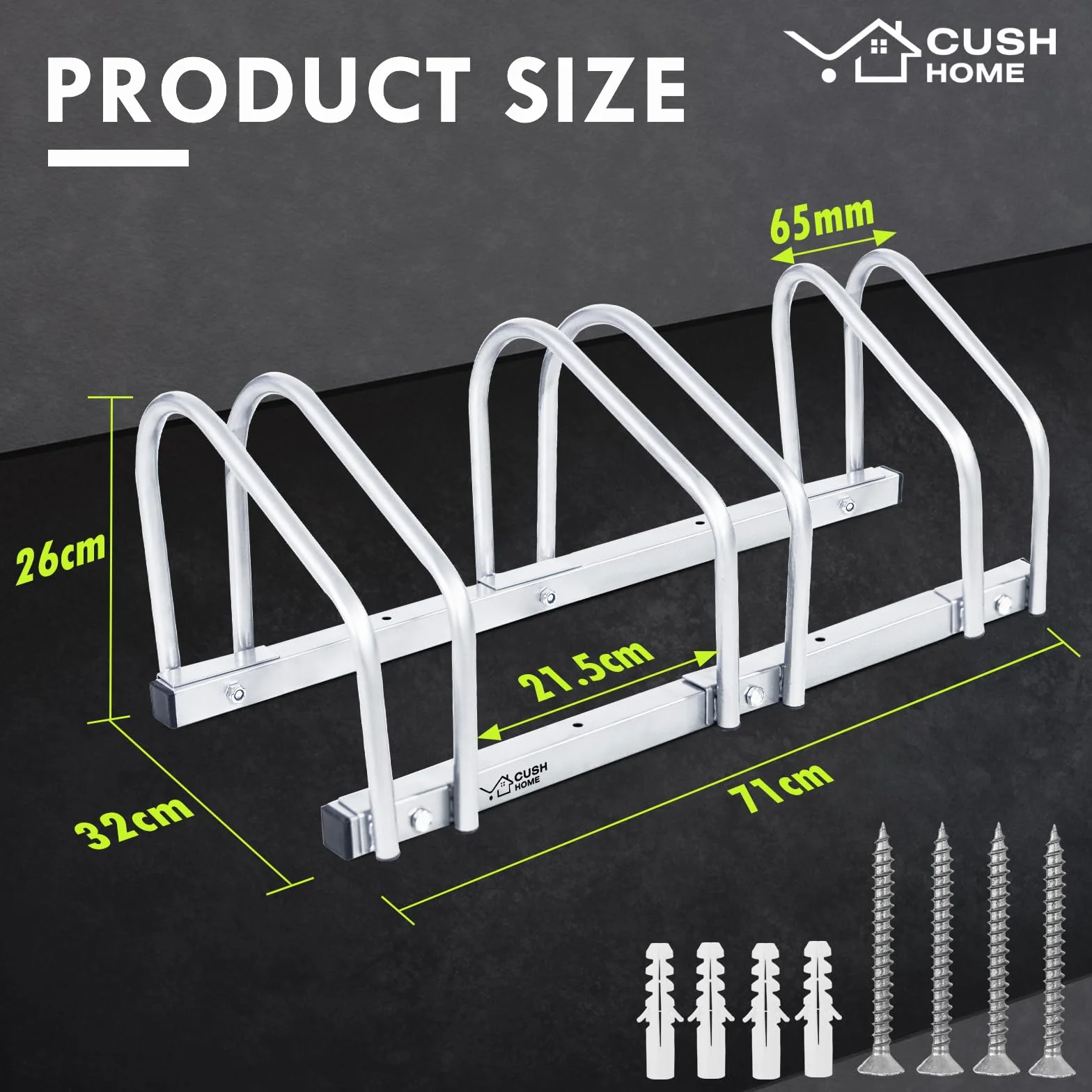 CCLIFE Stojak na 3 rowery o szerokości opon do 55 mm, żelazny uchwyt rowerowy 71 x 32 x 26 cm