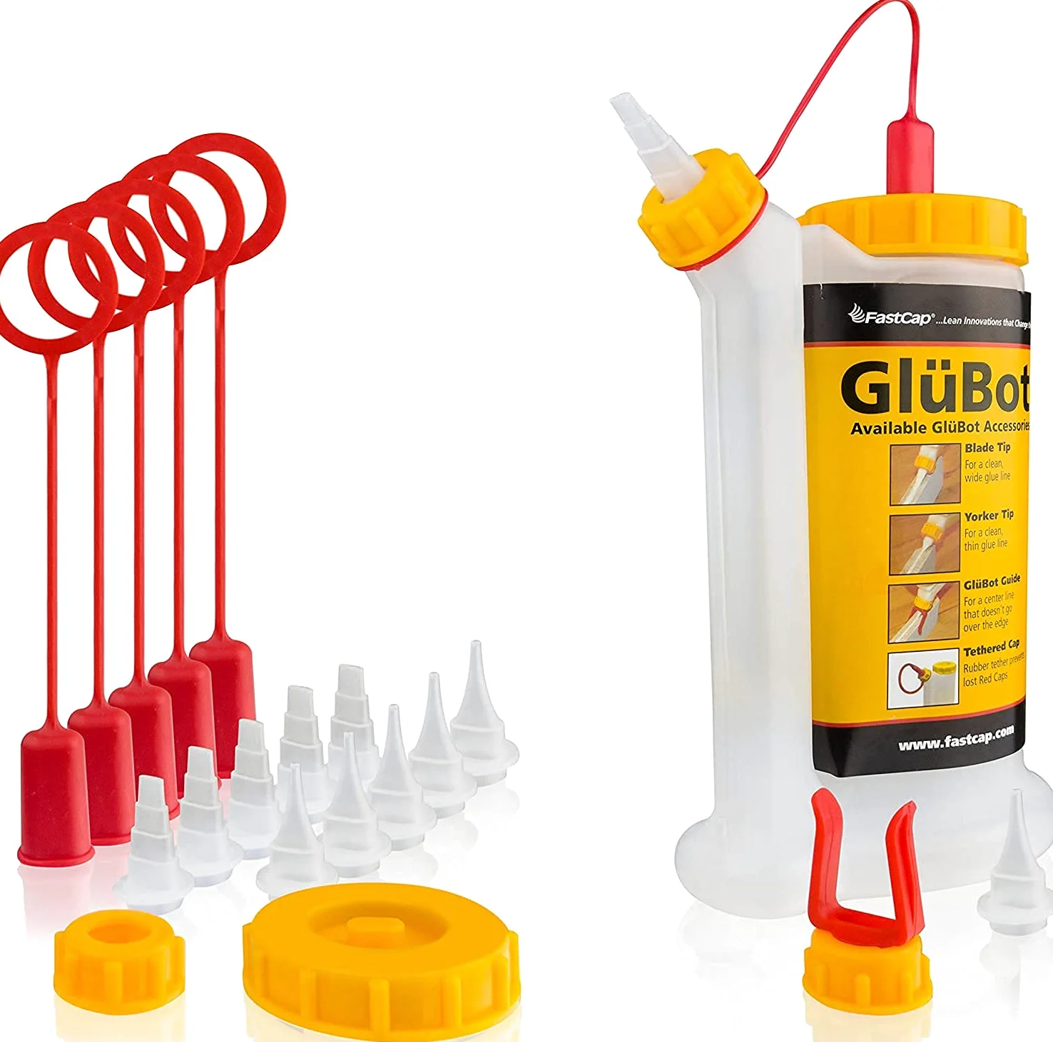 FastCap Oryginalna butelka kleju GluBot – idealna do czystego i precyzyjnego nak?adania kleju do drewna – dozownik kleju (ok. 500 ml) (GluBot + akcesoria)
