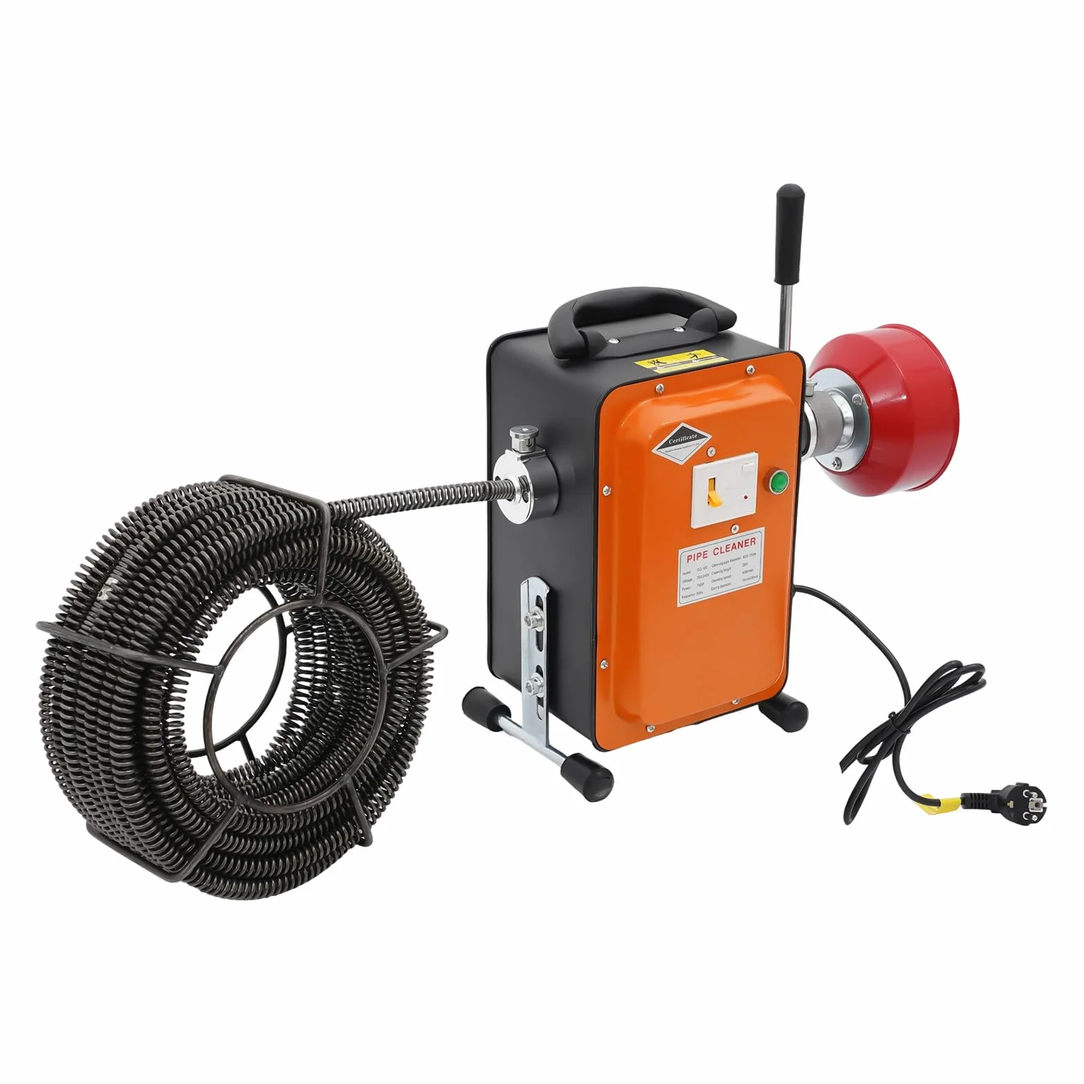 750W 400U/min Elektryczna maszyna do czyszczenia rur z wyłącznikiem FI do rur o średnicy 20-150mm, urządzenie do czyszczenia rur, odkurzacz do rur, spirala do czyszczenia rur o średnicy 16mm 16M, 10mm