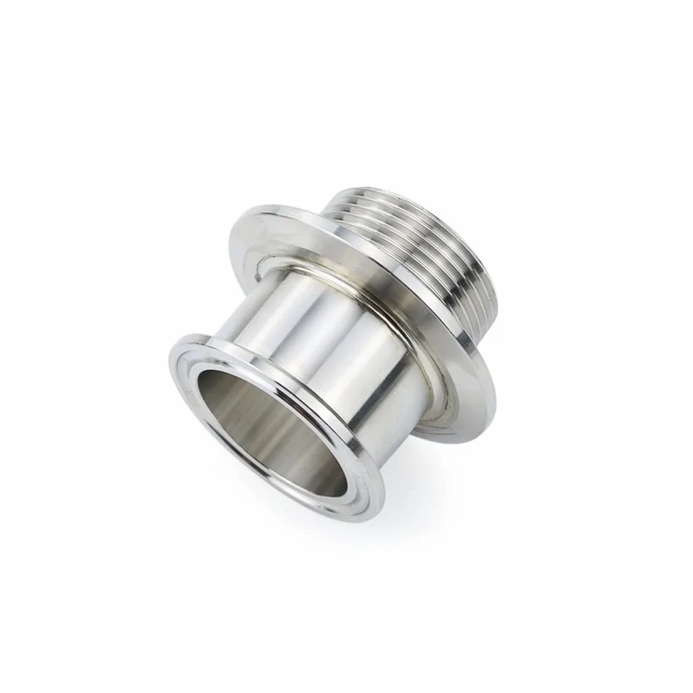 304SS Podwójny zacisk Tri Clamp z gwintem zewnętrznym Adapter sanitarny do Homebrew - łącznik rurowy DN32/DN40(With Nut,DN40x64mm-64mm)