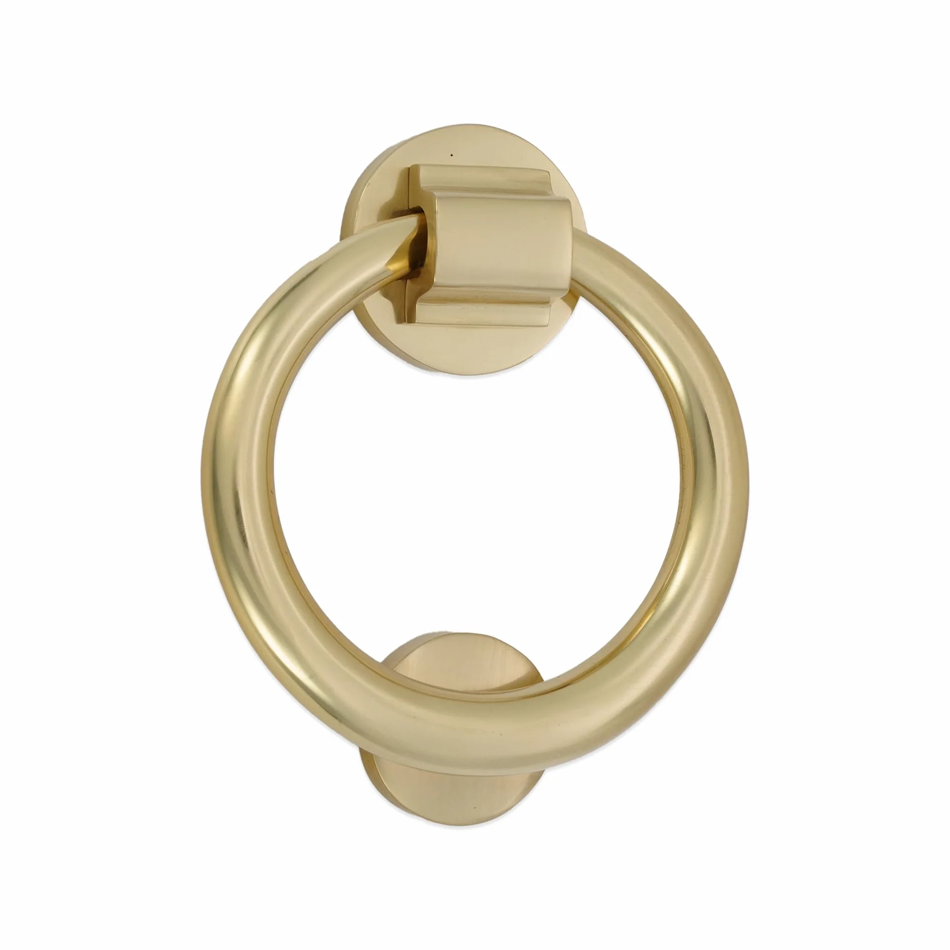 Infinity Decor Solid Brass 5” (12,7 cm) Kołatka do drzwi w kształcie pierścienia w polerowanej mosiądzowej końcówce – Wysokiej jakości ręczna kołatka do drzwi wejściowych
