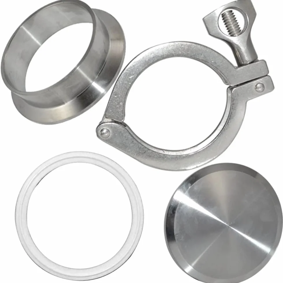 1 szt. OD38-219 mm długość 3,8 cm - 20,3 cm tuleja do spawania rur + zacisk trójzaciskowy + uszczelka PTFE + zaślepka ze stali nierdzewnej 316 pasuje do rur (OD51 mm i 5 cm)