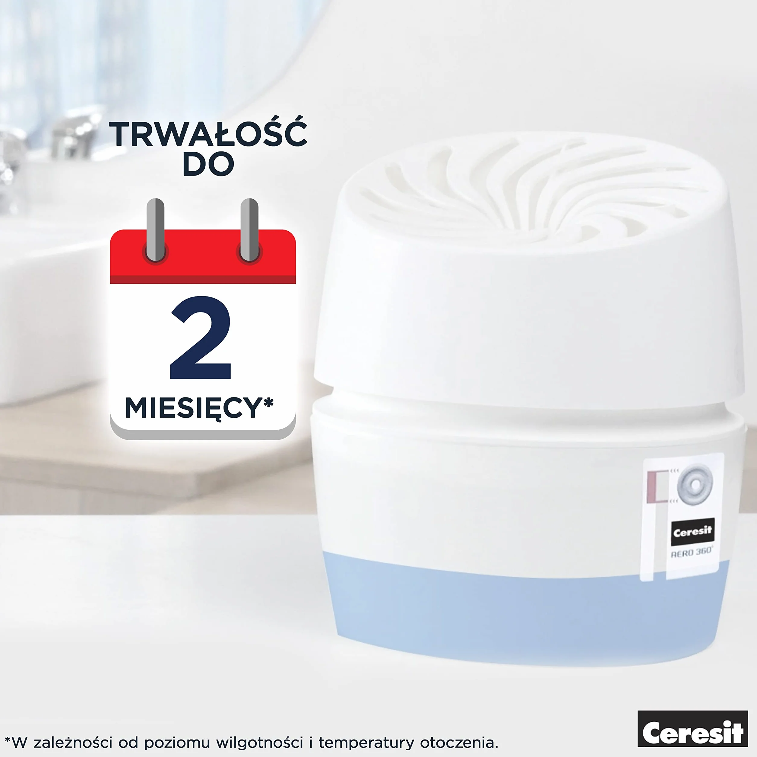 AERO 360°, kompaktowy pochłaniacz wilgoci do łazienki, stylowy absorber wilgoci, efektywny osuszacz powietrza do domu, 1 urządzenie