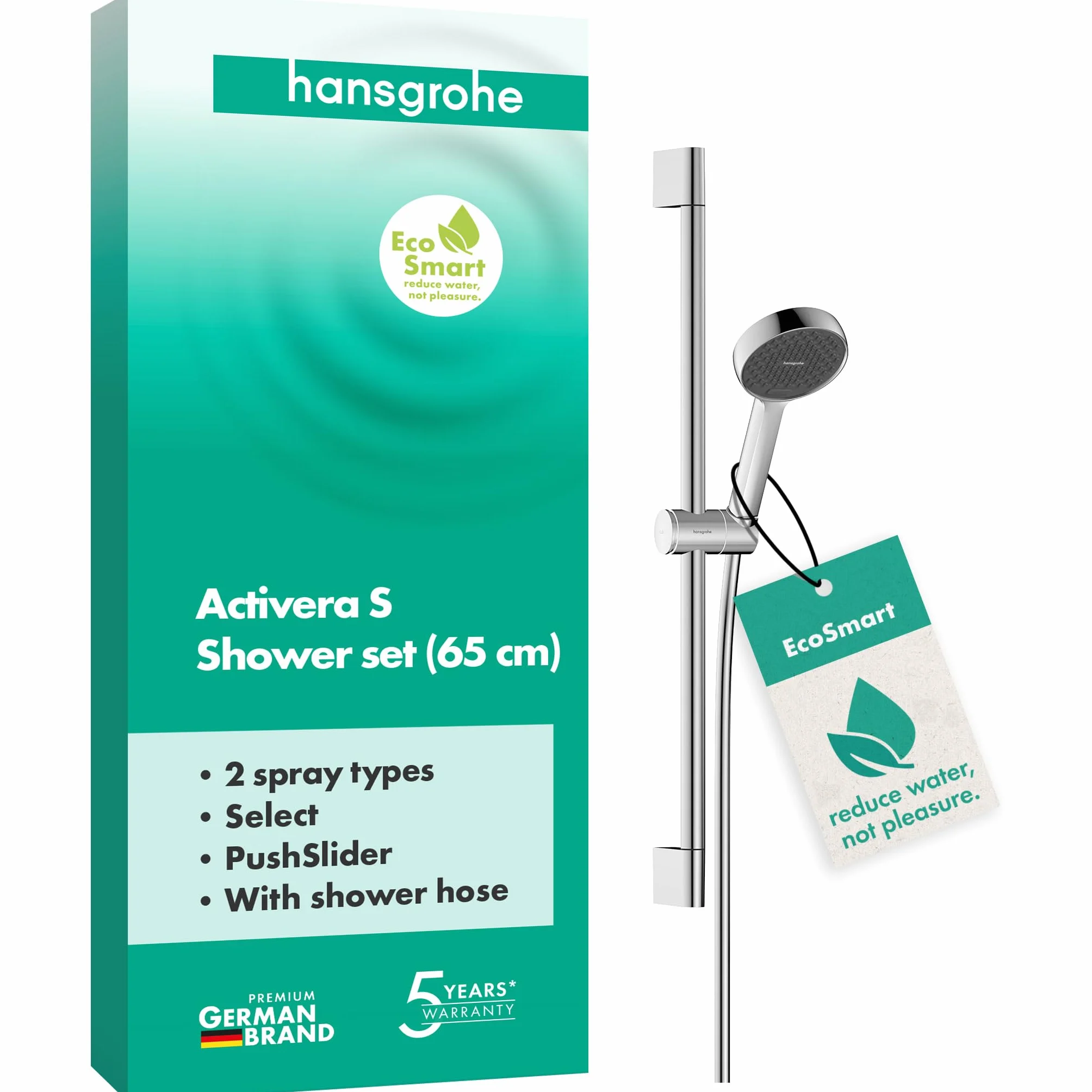 hansgrohe Activera Select S Zestaw prysznicowy chrom EcoSmart 2-strumieniowa wąż 1,60 m drążek 0,65 m