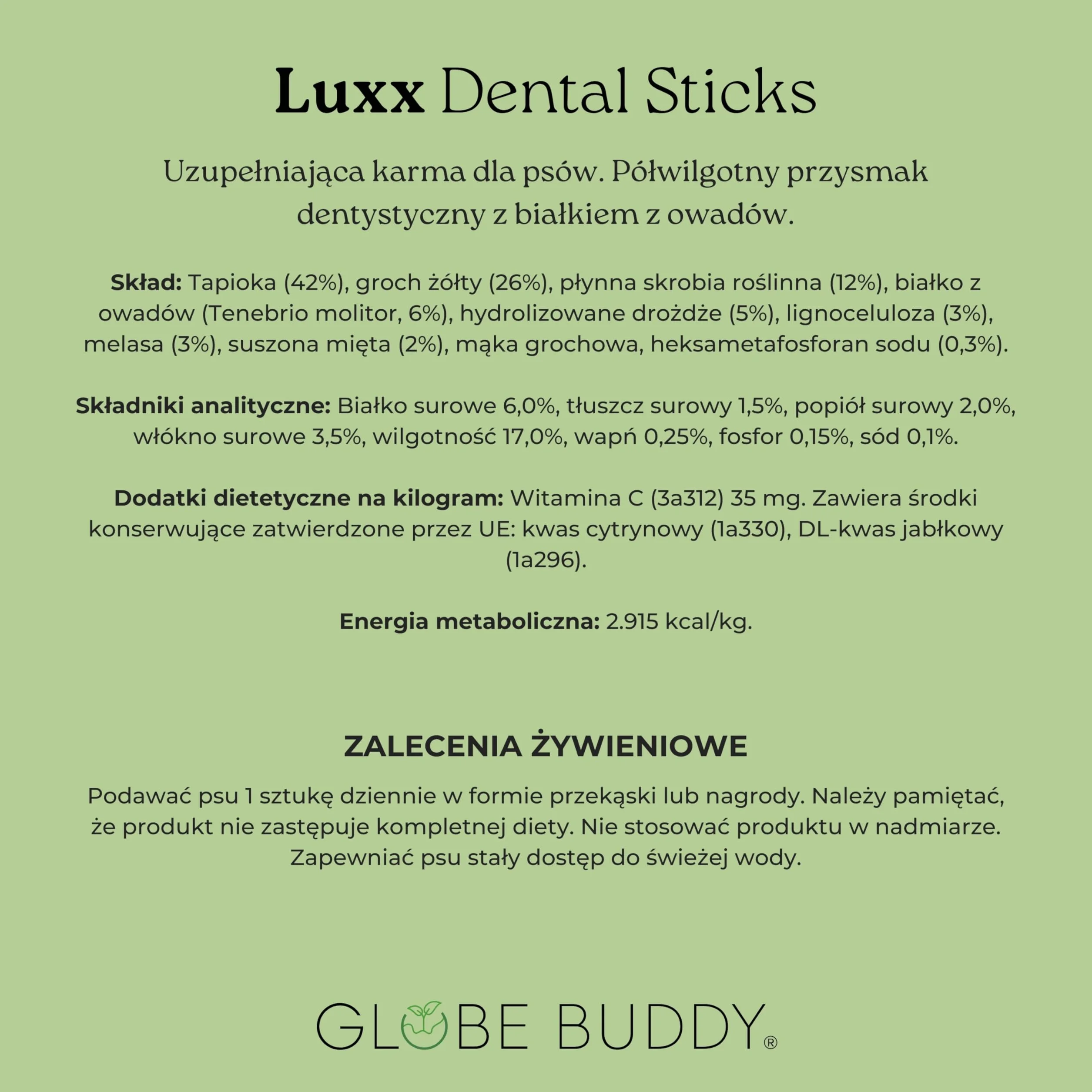 Luxx Dentystyczne Przysmaki dla Psów – Bezzbożowe Gryzaki z Białkiem z Owadów, Miętą & SHMP – Ogranicza Płytkę i Kamień – 7 Super Premium Smakołyków (250g)