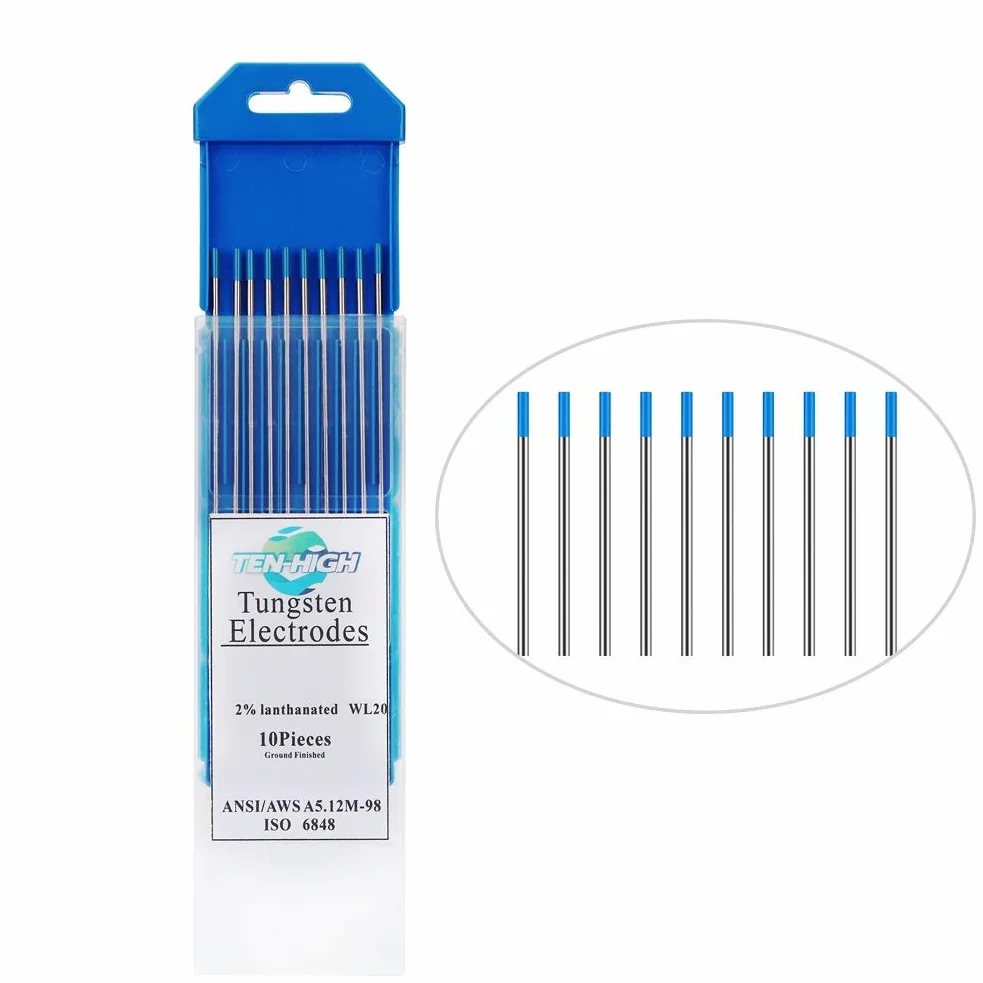 TEN-HIGH Elektrody wolframowe TIG WL20 2% lantanu 1,6 mm x 150 mm 10 sztuk