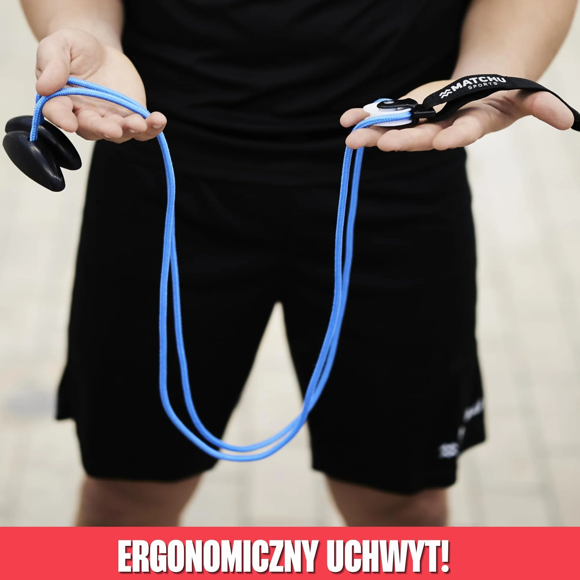 MATCHU pulley na ramię z kółkiem 190 cm niebieski czarny
