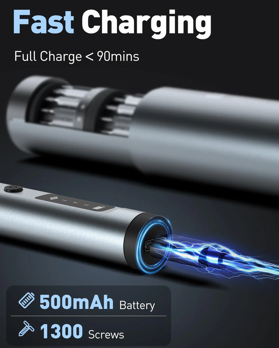 Mini śrubokręt elektryczny Homtronics, [68 w 1] Precyzyjny zestaw śrubokrętów elektrycznych z 60 S2 magnetycznymi końcówkami, cichy, wyświetlacz OLED, oświetlenie LED do naprawy telefonów, laptopów