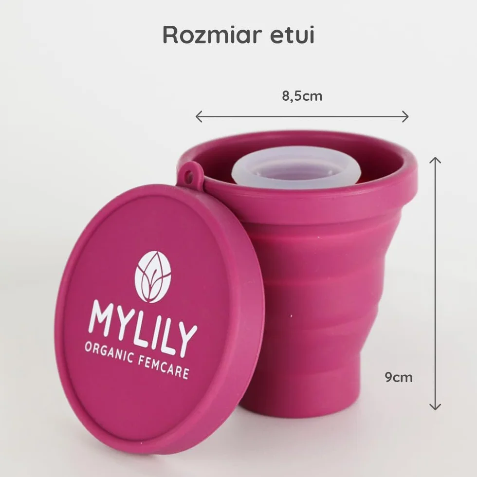 MYLILY® Kubeczki menstruacyjne do czyszczenia i przechowywania | sterylizator do wszystkich rodzajów kubeczków menstruacyjnych | składane etui do mikrofalówki | 100% silikon medyczny